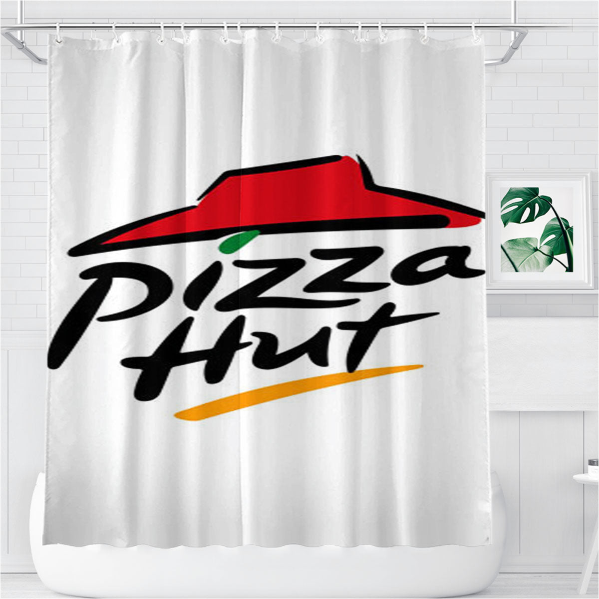 Pizza Hut Food Bathroom Shower Curtain Fabric Waterproof | 66 X 72 Inch