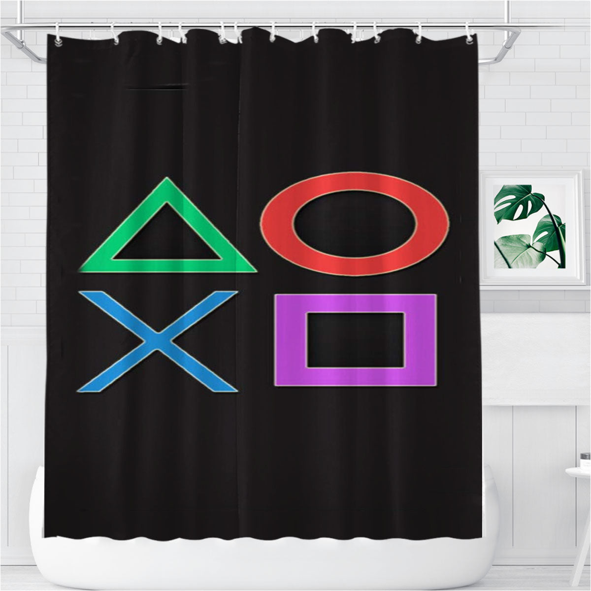 Playstation Controller Bathroom Shower Curtain Fabric Waterproof | 66 X 72 Inch