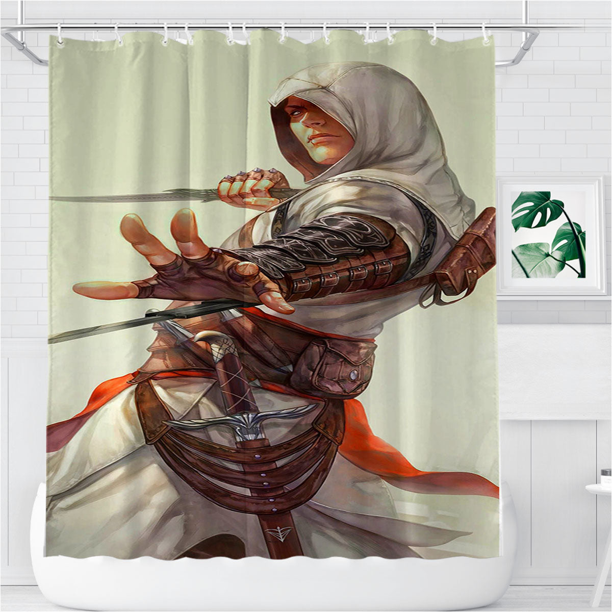 Playstation The Assassins Creed Knife Bathroom Shower Curtain Fabric Waterproof | 66 X 72 Inch