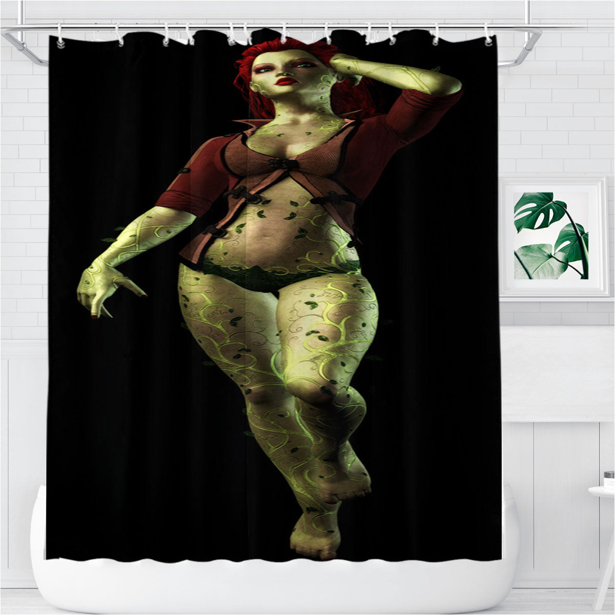 Poison Ivy Batman Villain Bathroom Shower Curtain Fabric Waterproof | 66 X 72 Inch
