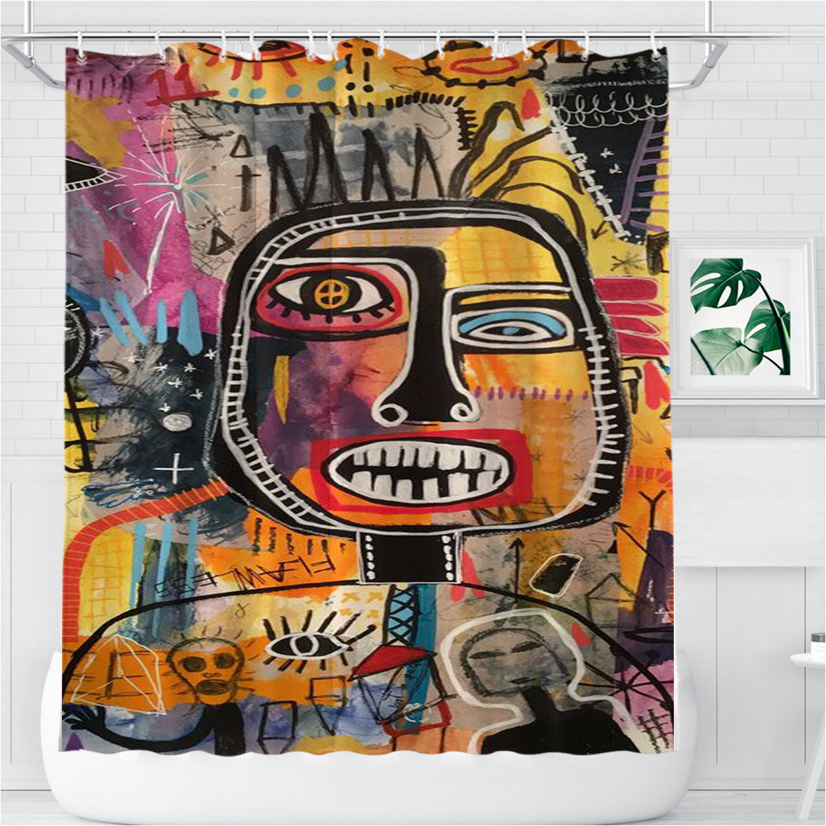Pop Art Culture Pop Pattern Bathroom Shower Curtain Fabric Waterproof | 66 X 72 Inch