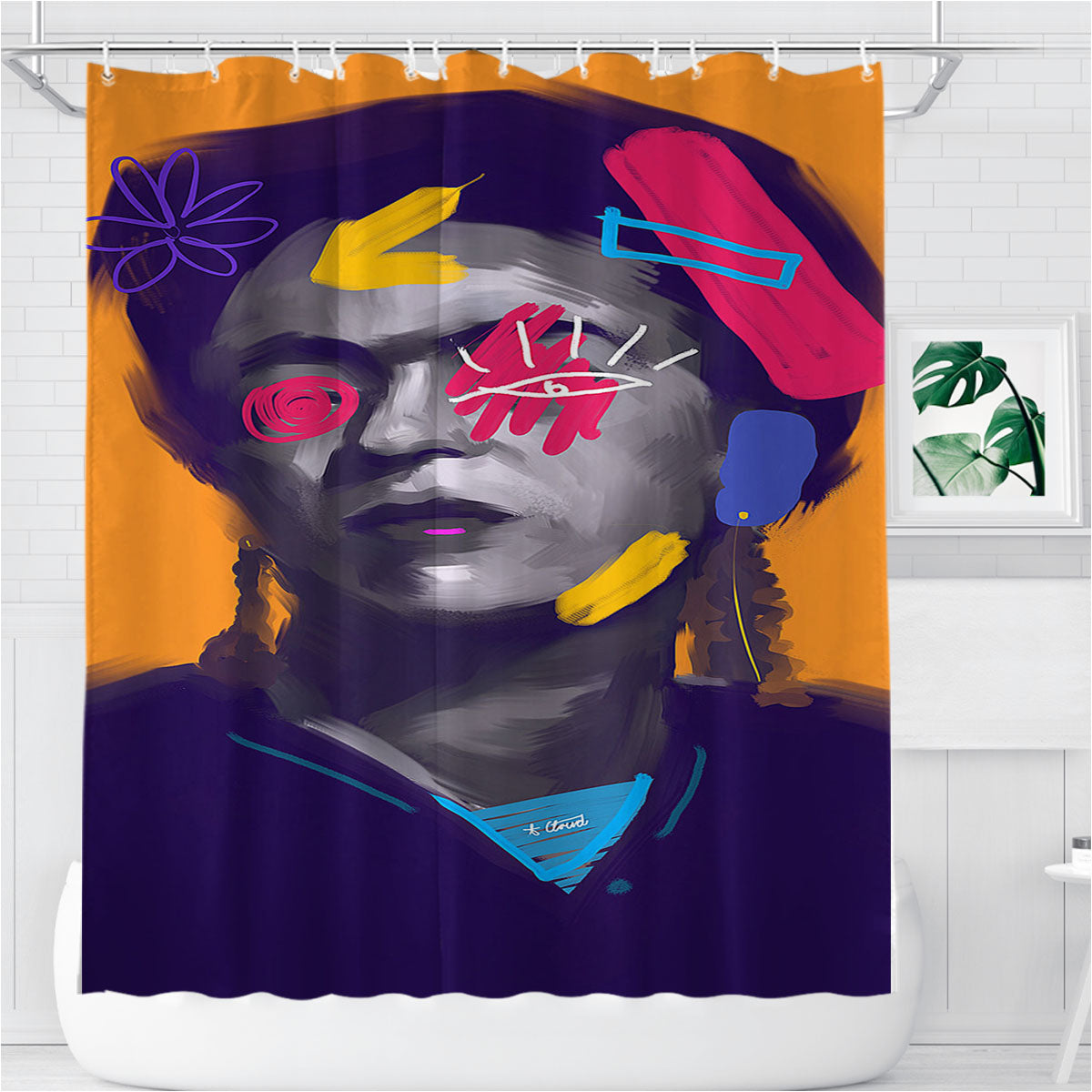 Pop Art Frida Kahlo Bathroom Shower Curtain Fabric Waterproof | 66 X 72 Inch