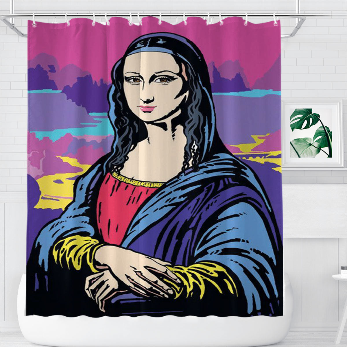 Popart Monalisa Bathroom Shower Curtain Fabric Waterproof | 66 X 72 Inch