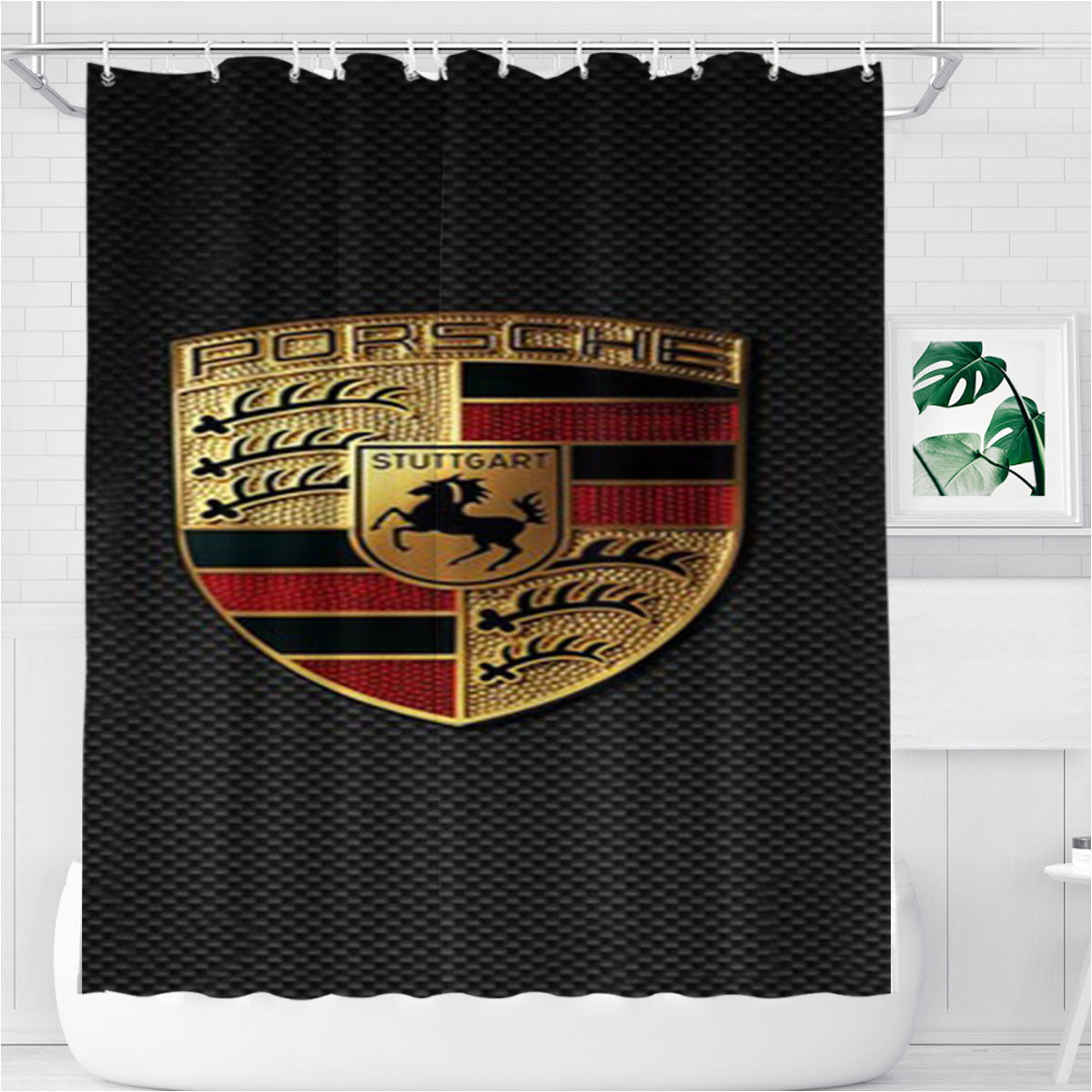 Porsche Bathroom Shower Curtain Fabric Waterproof | 66 X 72 Inch