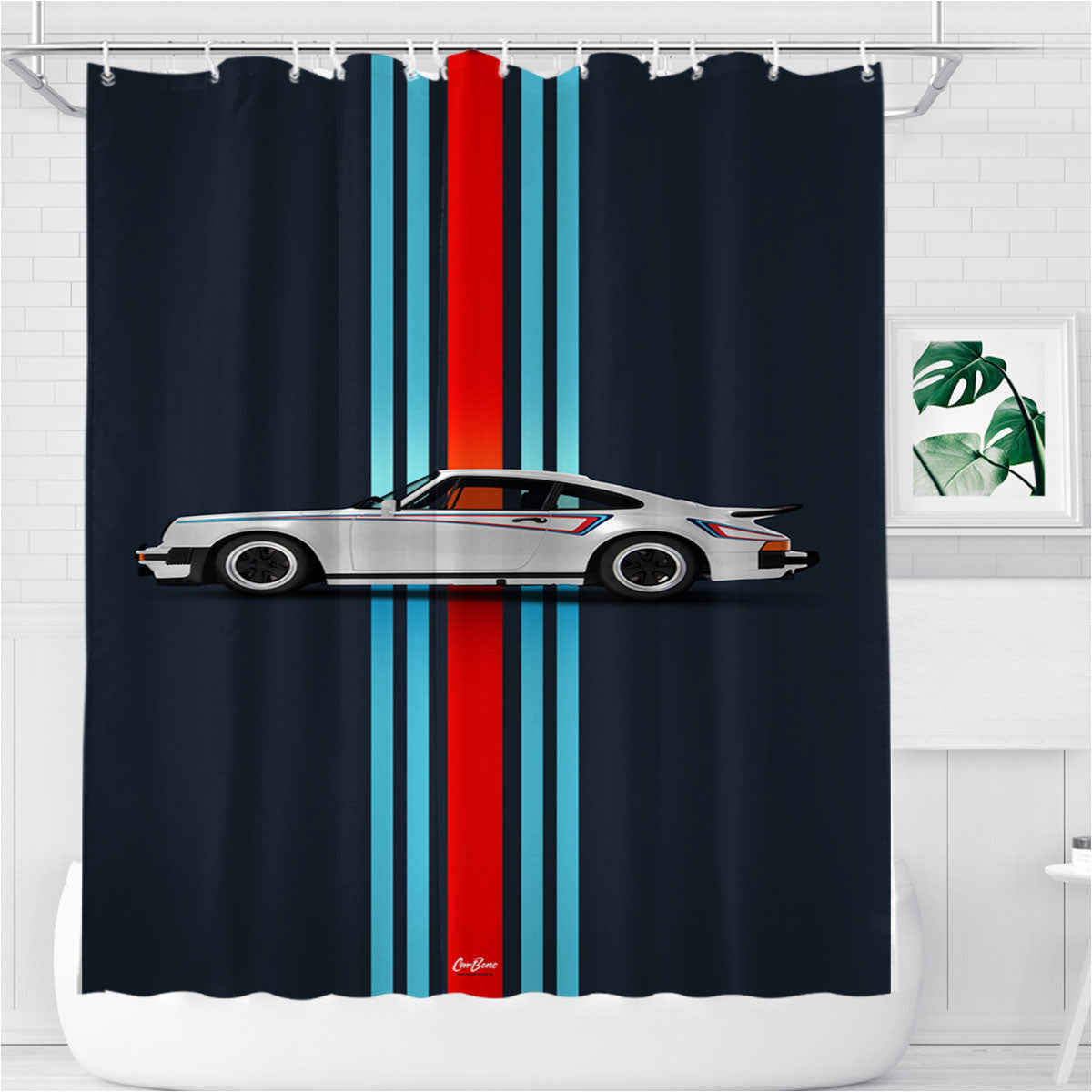 Porsche 911 930 M42 Poster Bathroom Shower Curtain Fabric Waterproof | 66 X 72 Inch