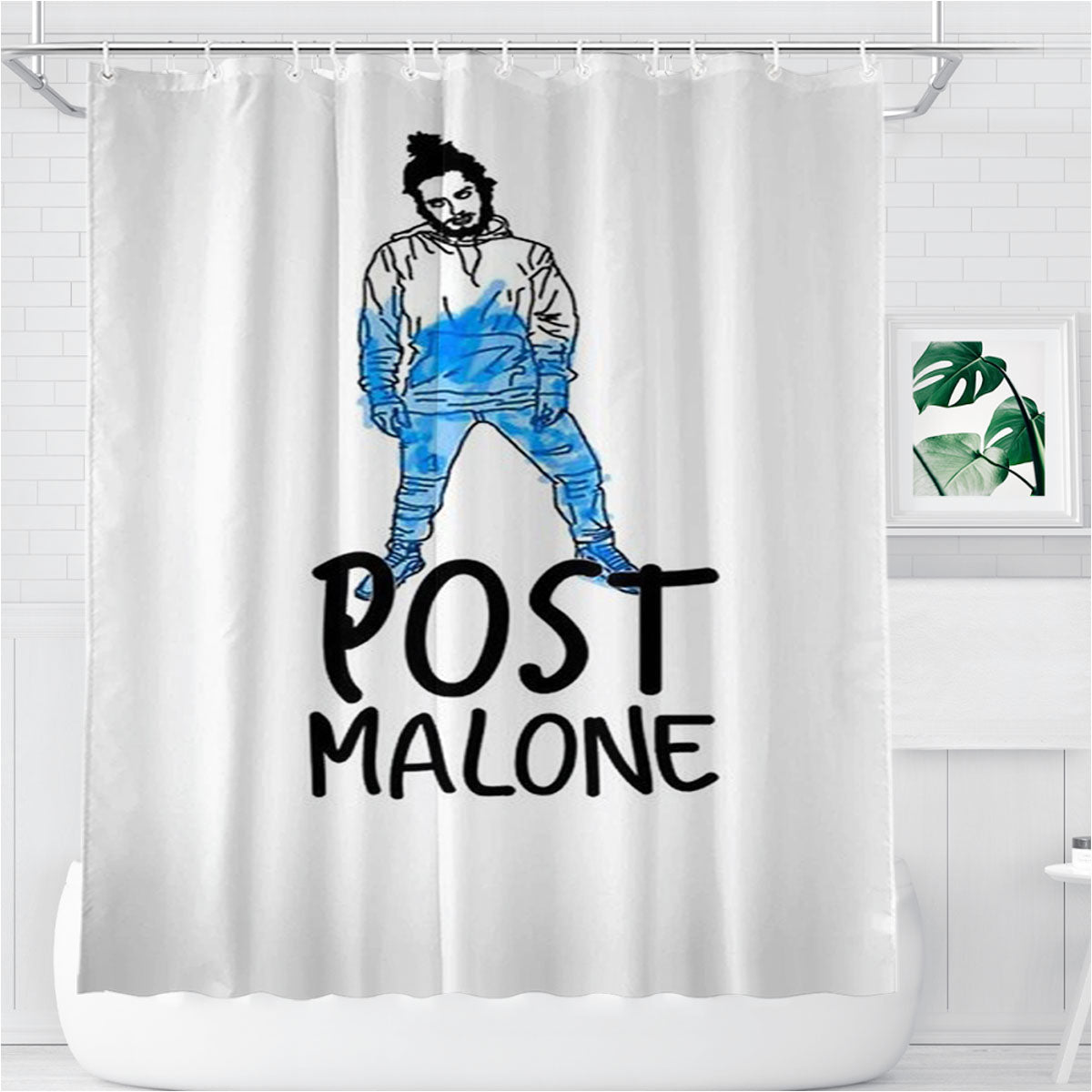 Post Malone 1 Bathroom Shower Curtain Fabric Waterproof | 66 X 72 Inch