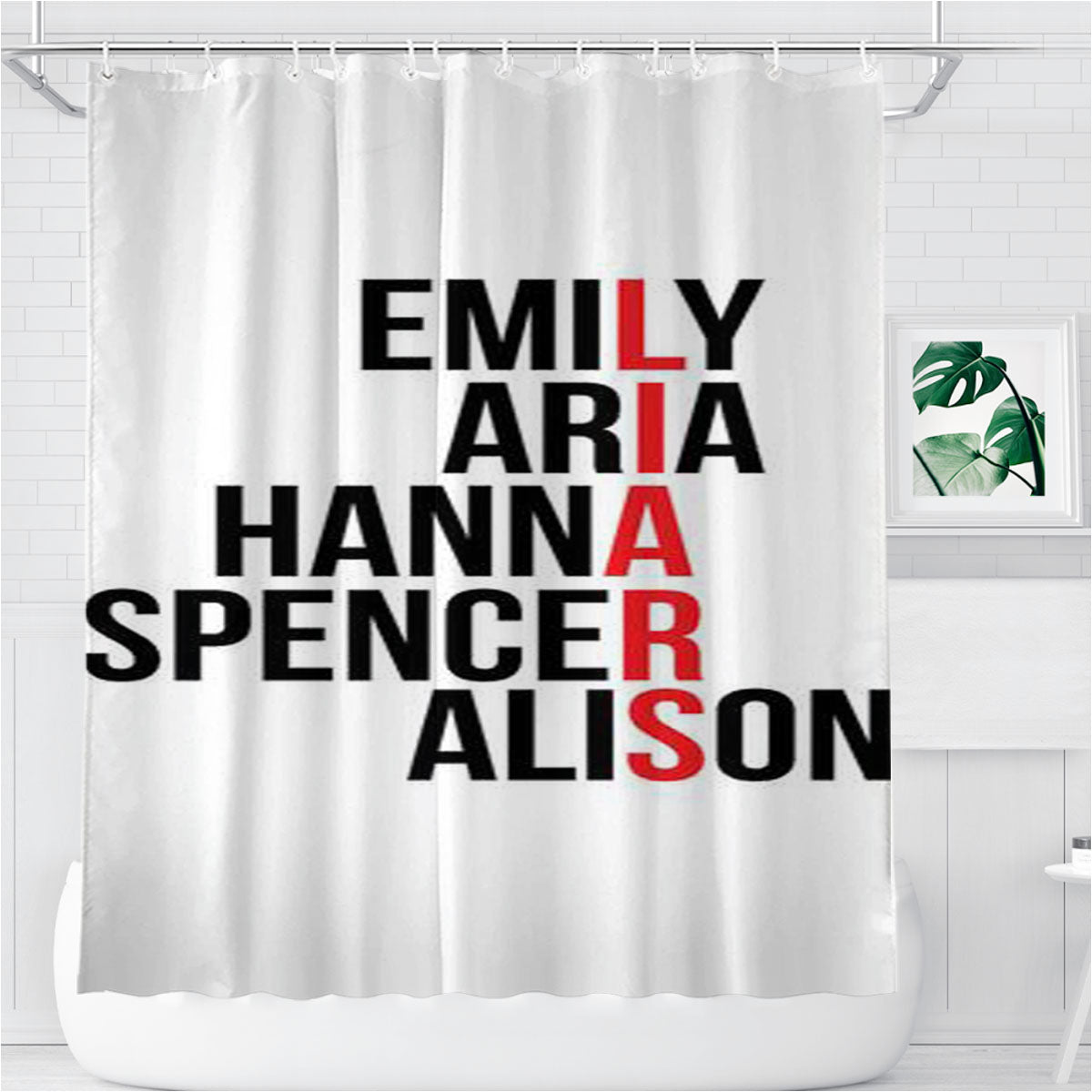 Pretty Little Liars Character'S Names Bathroom Shower Curtain Fabric Waterproof | 66 X 72 Inch
