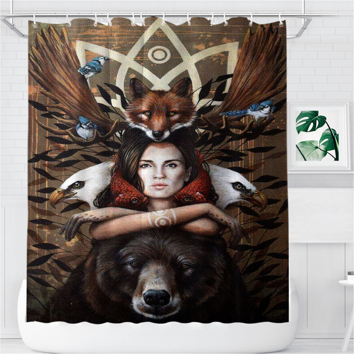 Princess Mononoke Illustration Canvas Bathroom Shower Curtain Fabric Waterproof | 66 X 72 Inch
