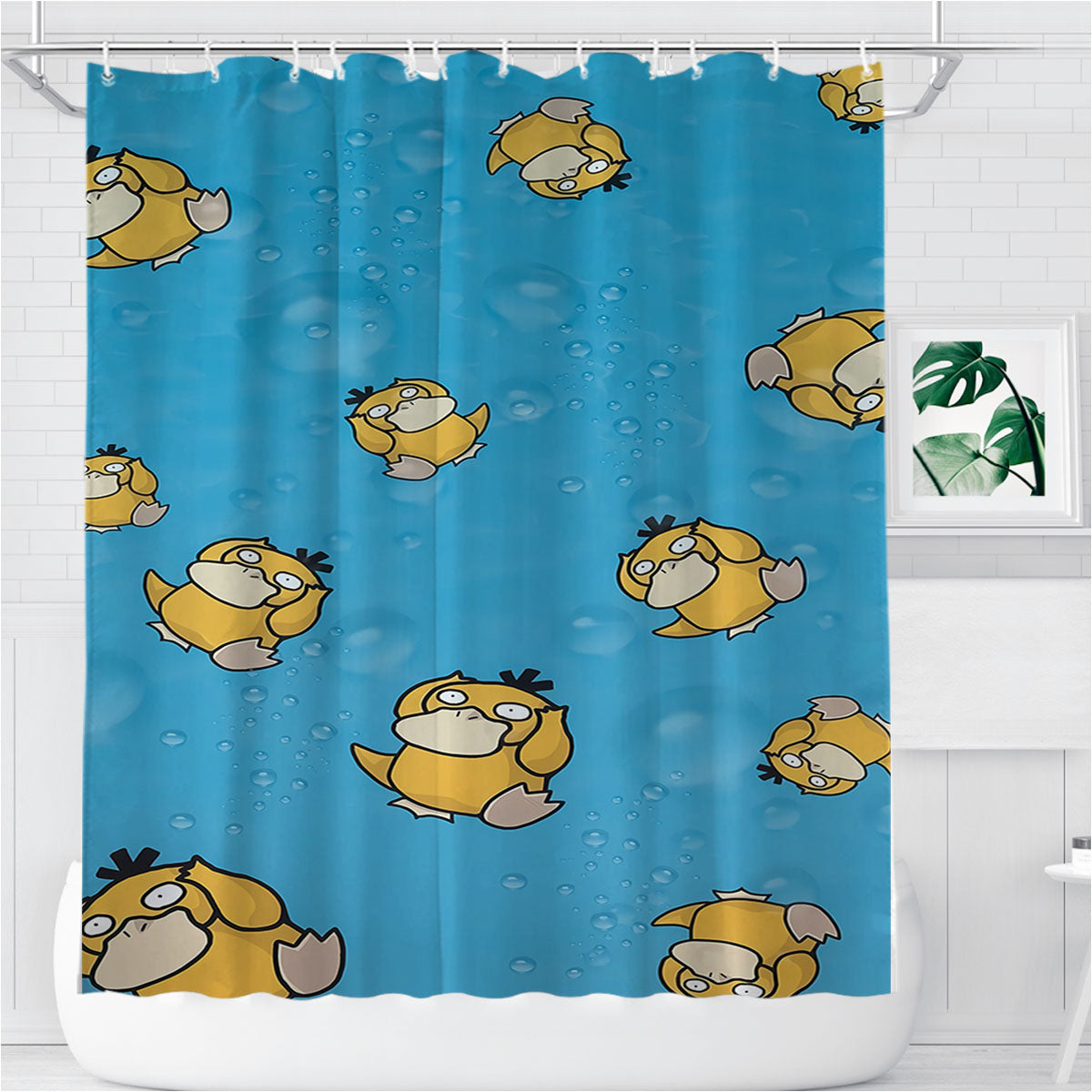 Psyduck Bathroom Shower Curtain Fabric Waterproof | 66 X 72 Inch