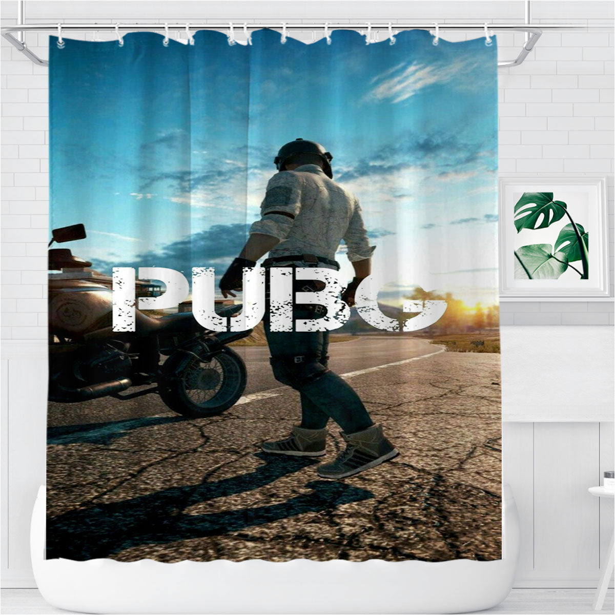 Pubg Chicken Dinner D Action Bathroom Shower Curtain Fabric Waterproof | 66 X 72 Inch