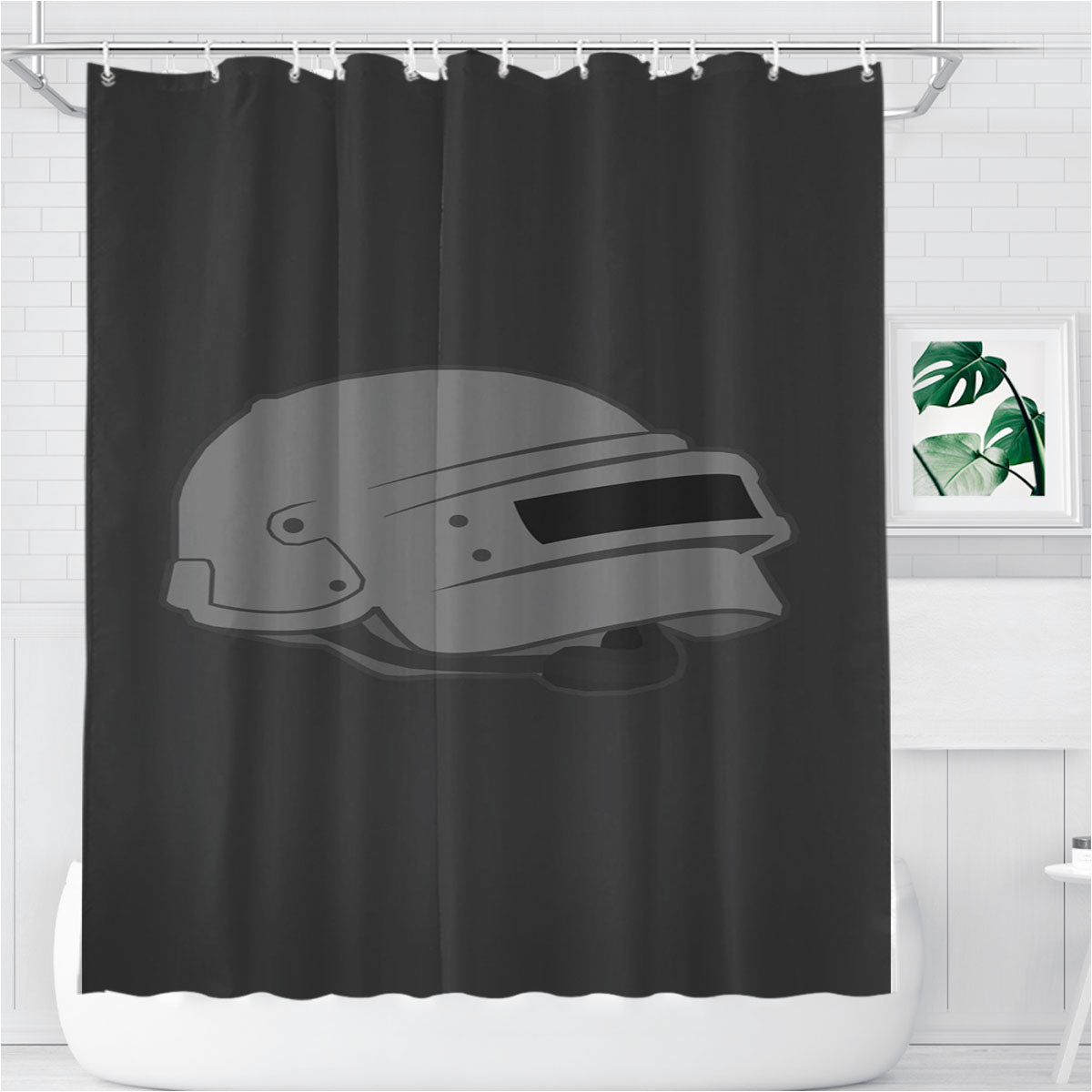 Pubg Helmet Bathroom Shower Curtain Fabric Waterproof | 66 X 72 Inch