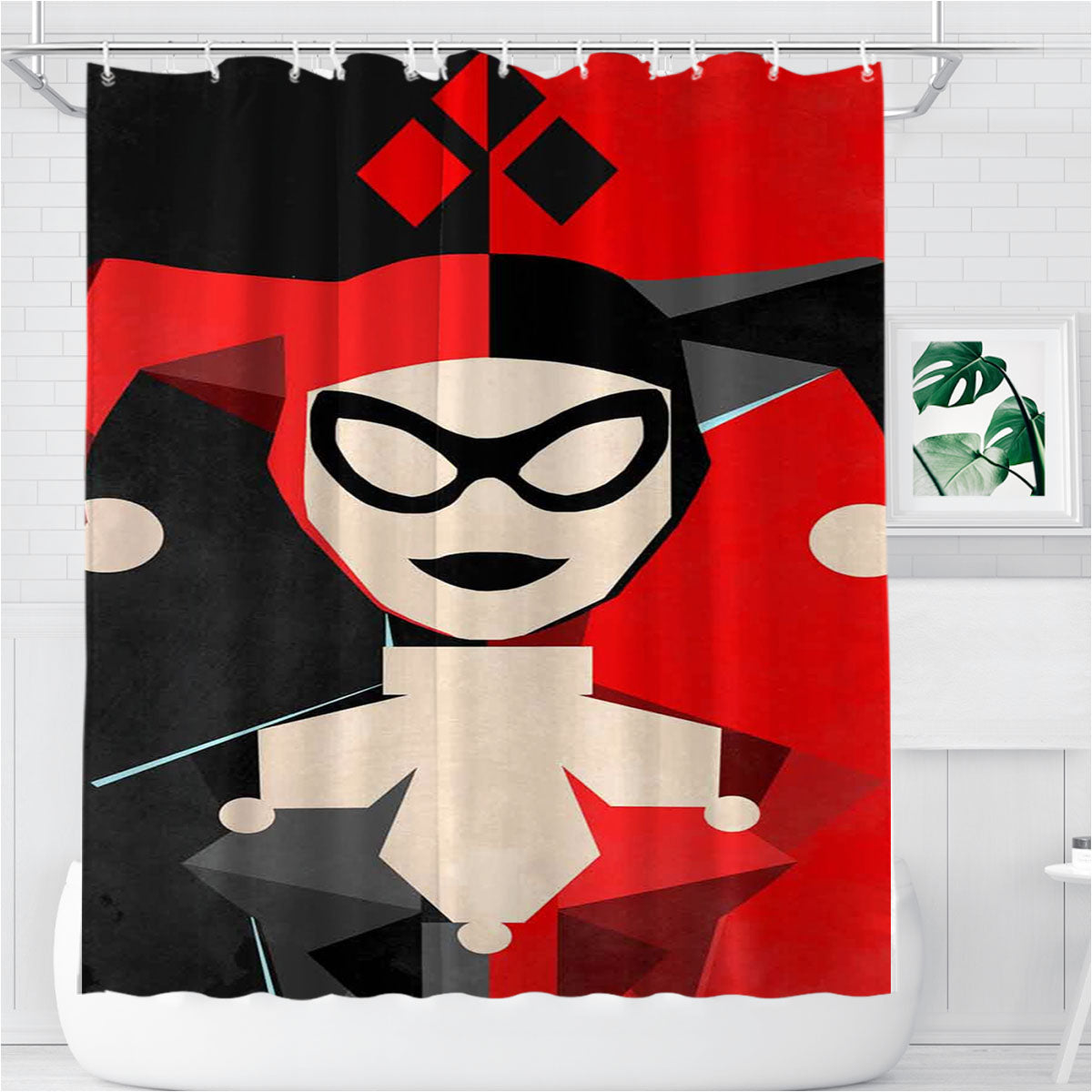 Quinn Batman Joker Diamond Bathroom Shower Curtain Fabric Waterproof | 66 X 72 Inch