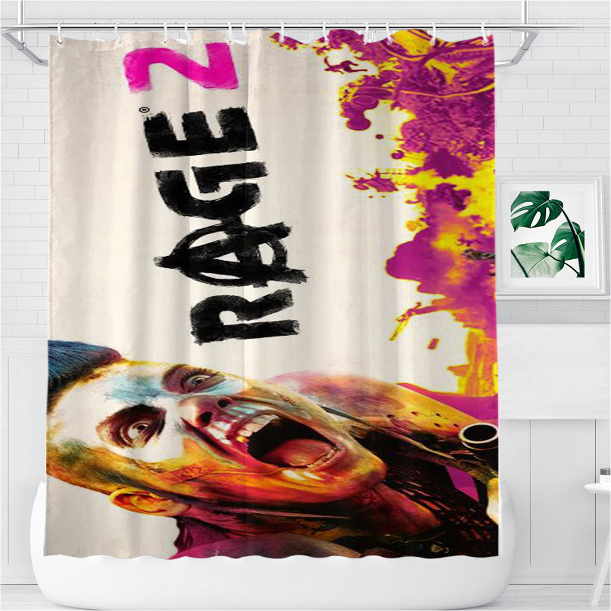 Rage Games Wallpaper Bathroom Shower Curtain Fabric Waterproof | 66 X 72 Inch