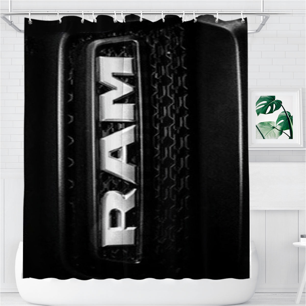 Ram 1500 Rebel Grill Bathroom Shower Curtain Fabric Waterproof | 66 X 72 Inch