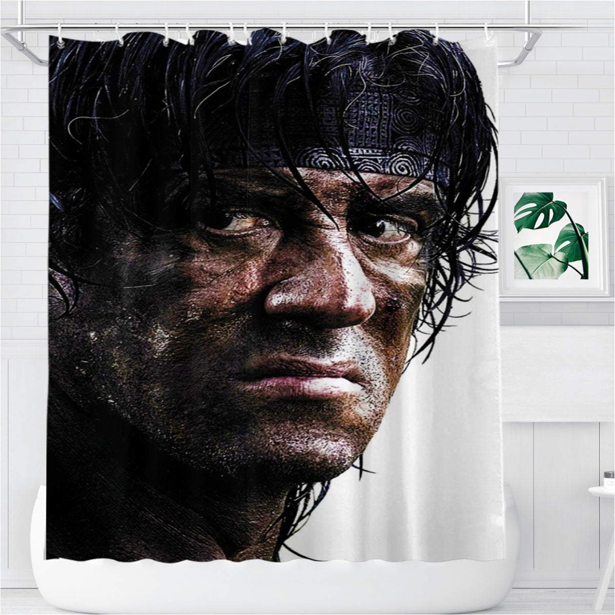 Rambo Sylvester Stallone Bathroom Shower Curtain Fabric Waterproof | 66 X 72 Inch