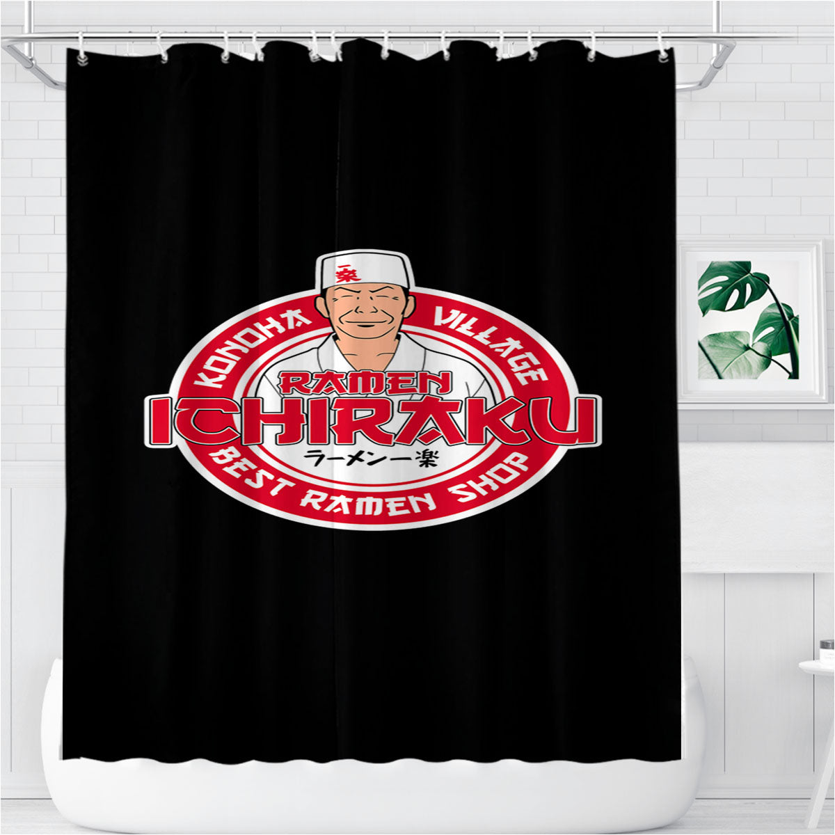 Ramen Ichiraku Shop From Konoha Naruto Bathroom Shower Curtain Fabric Waterproof | 66 X 72 Inch