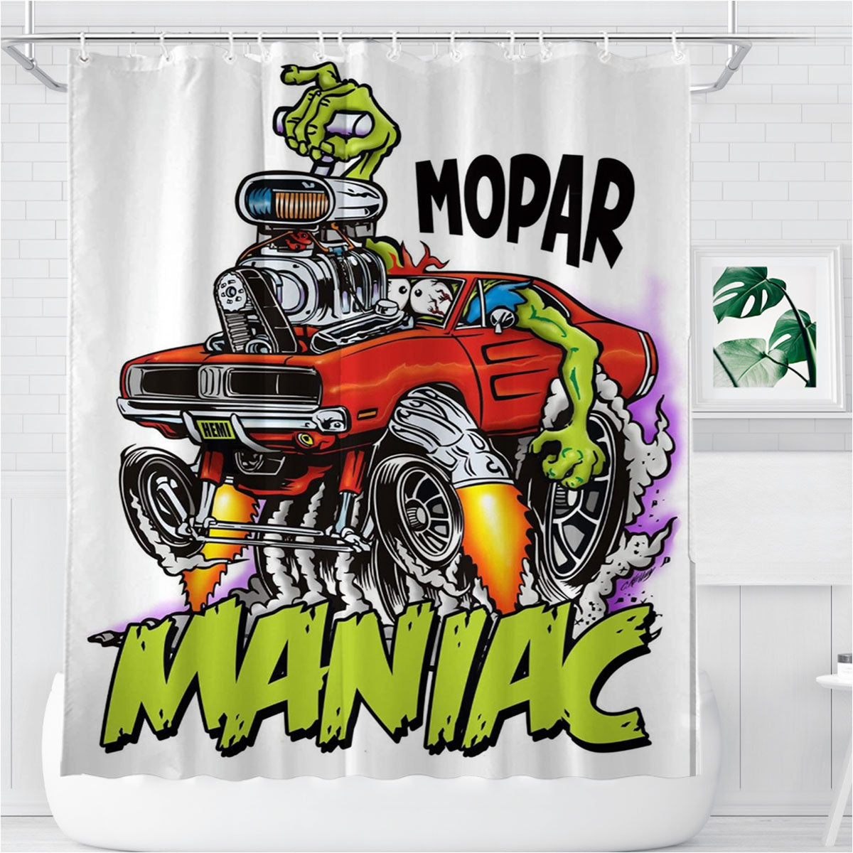 Rat Fink Mopar Mania Bathroom Shower Curtain Fabric Waterproof | 66 X 72 Inch