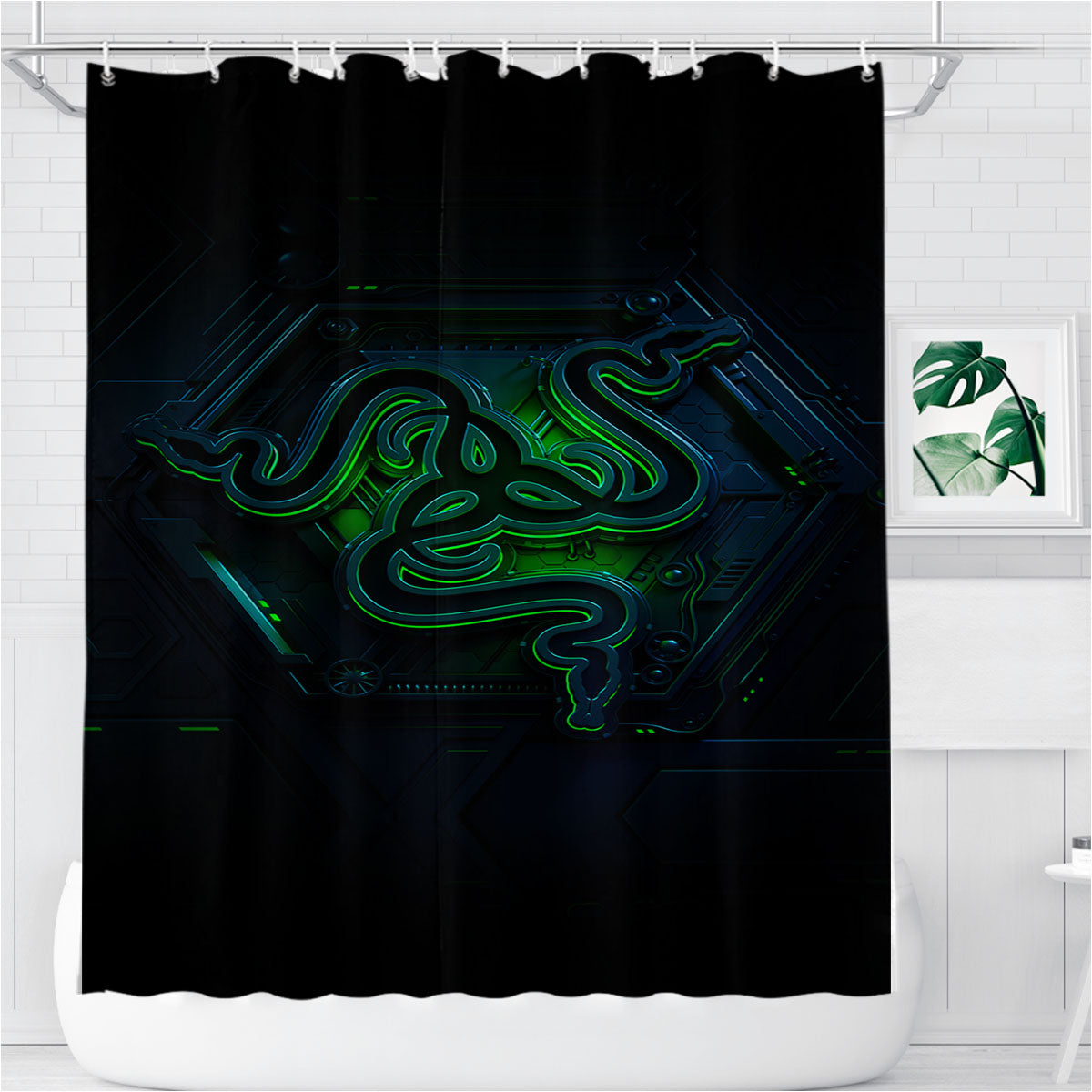 Razer Logo Bathroom Shower Curtain Fabric Waterproof | 66 X 72 Inch