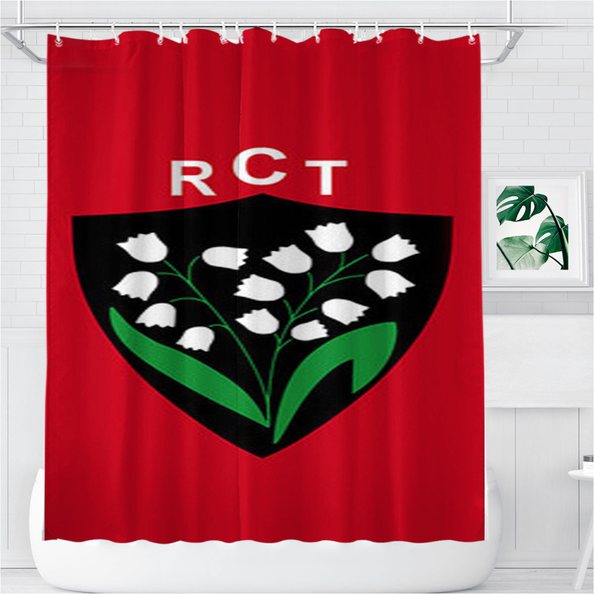 Rct Logo Red Bathroom Shower Curtain Fabric Waterproof | 66 X 72 Inch