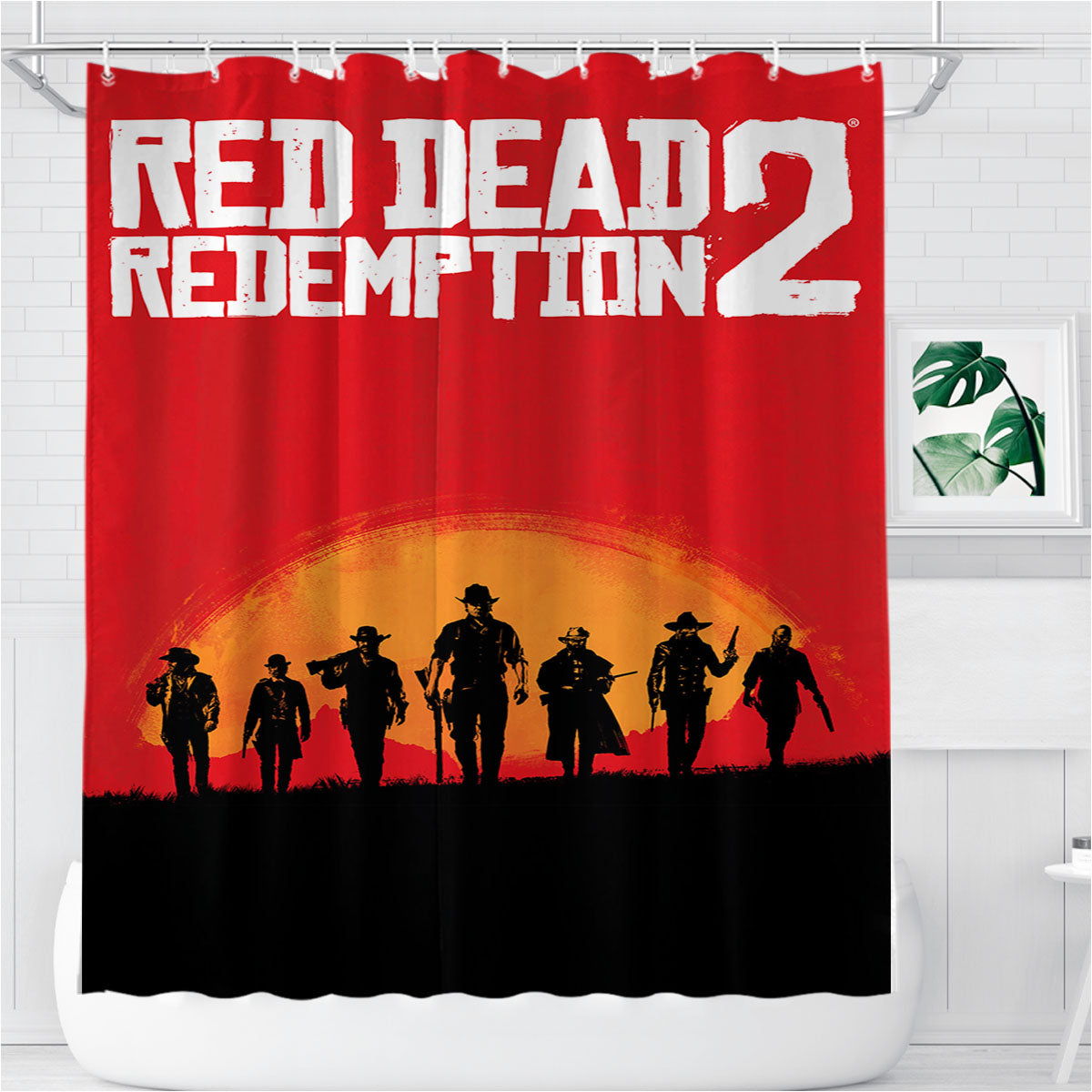 Red Dead Redemption 2 Games Wallpapers Bathroom Shower Curtain Fabric Waterproof | 66 X 72 Inch