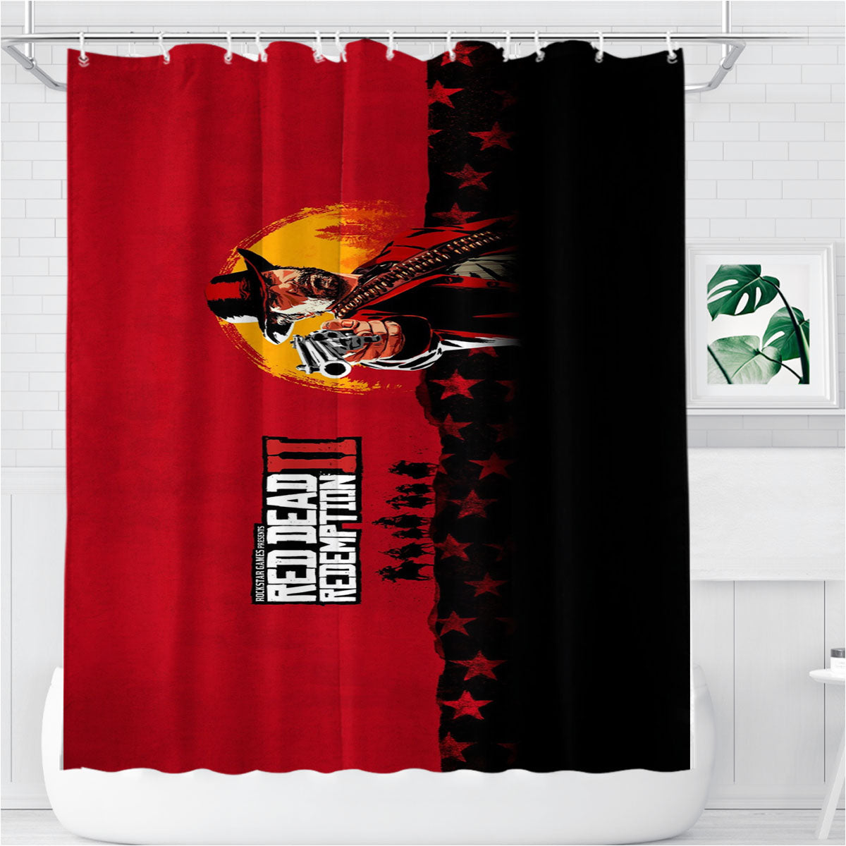 Red Dead Redemption Ii Games Bathroom Shower Curtain Fabric Waterproof | 66 X 72 Inch