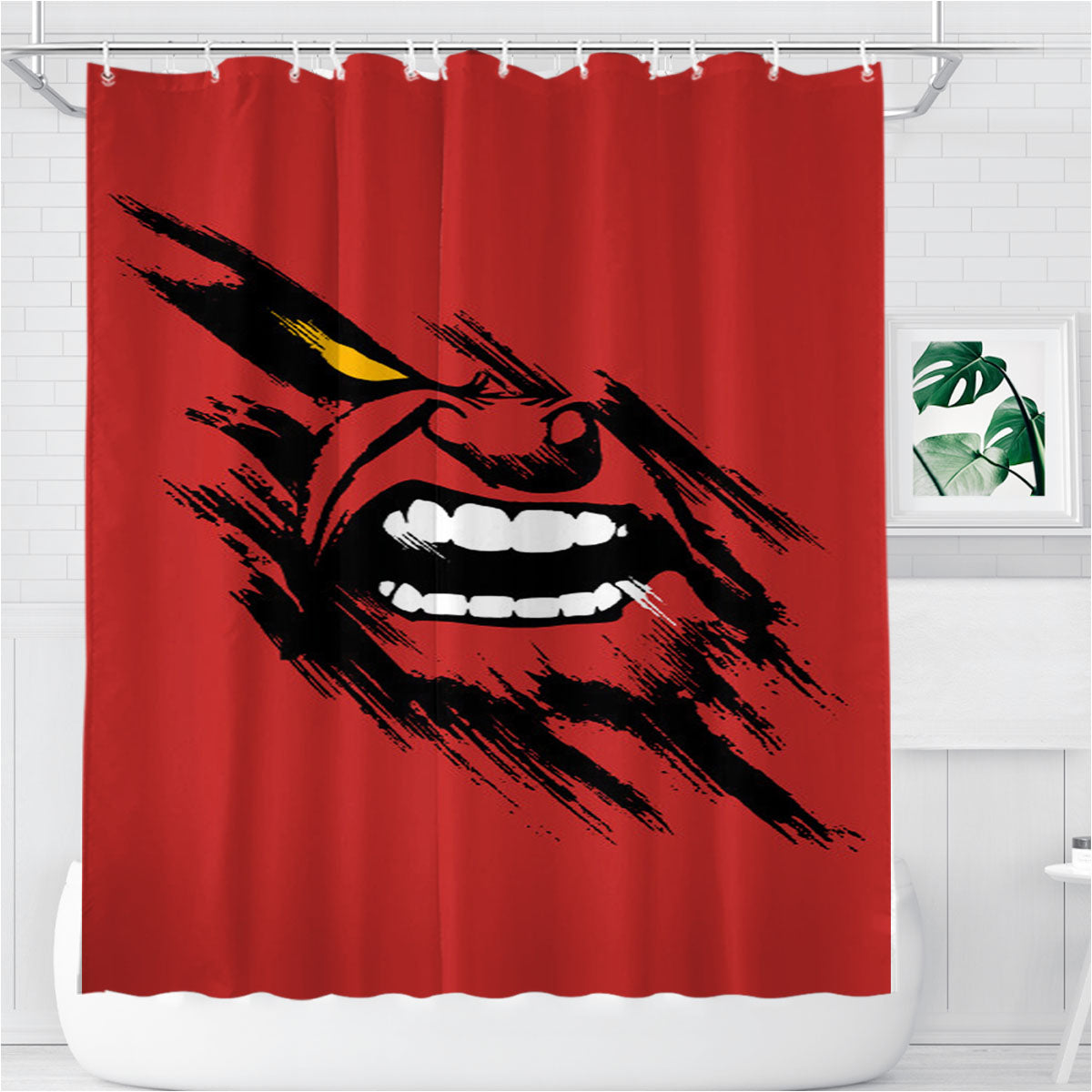 Red Hulk Face Art Bathroom Shower Curtain Fabric Waterproof | 66 X 72 Inch