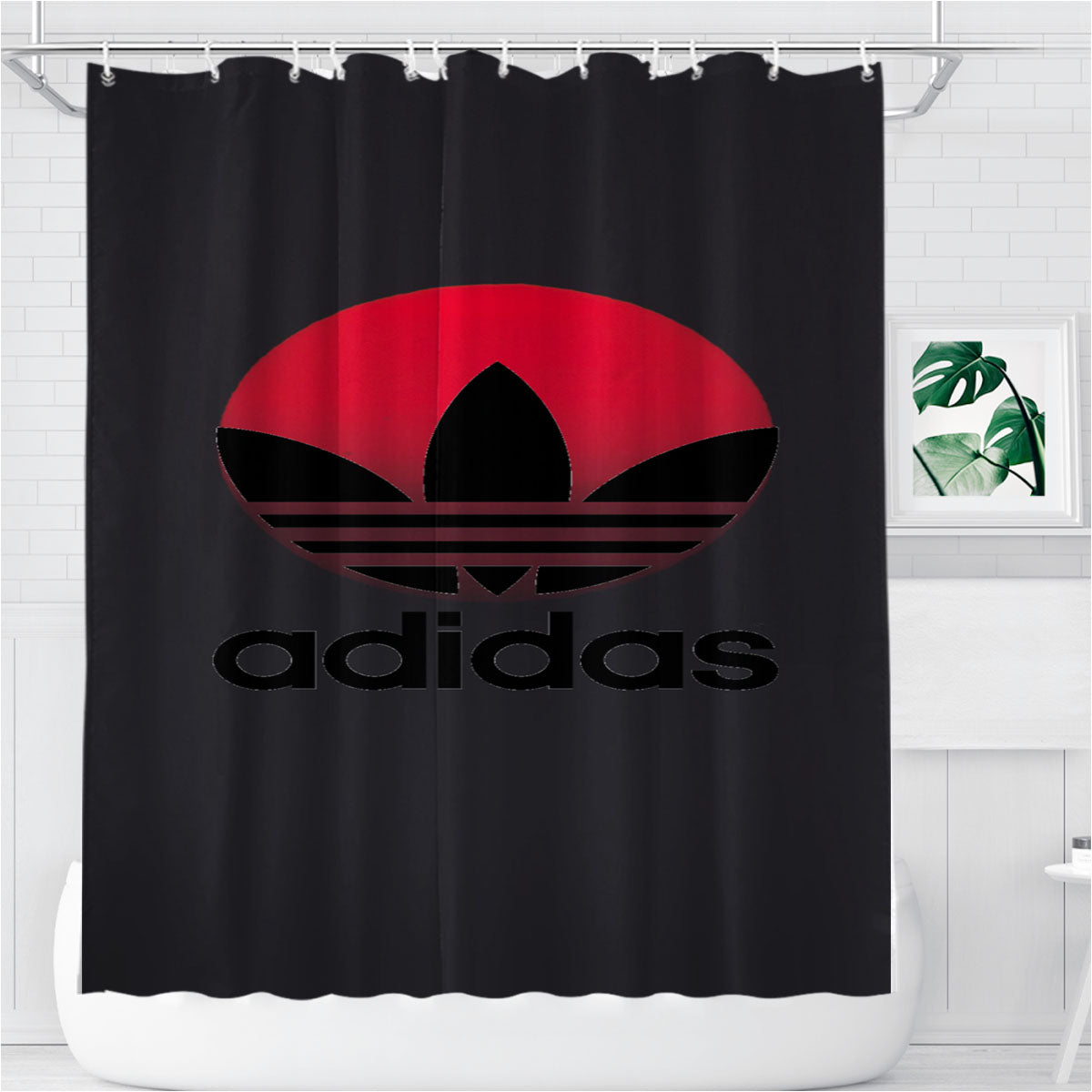 Red Moon Night Adidas Bathroom Shower Curtain Fabric Waterproof | 66 X 72 Inch