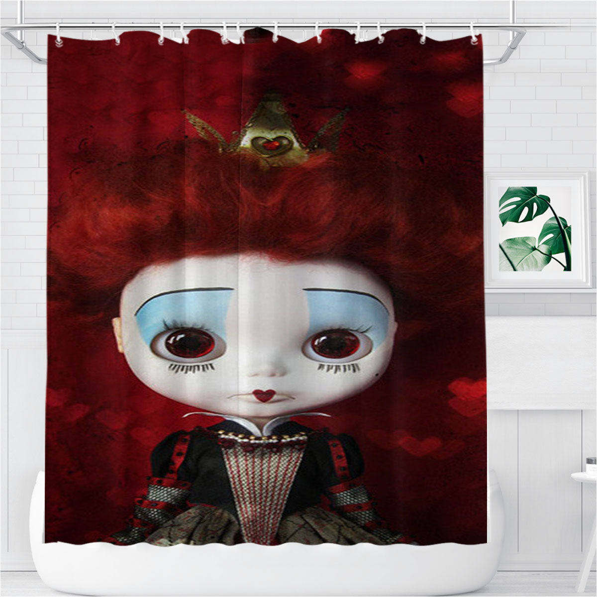 Red Queen Alice In Wonderland Bathroom Shower Curtain Fabric Waterproof | 66 X 72 Inch