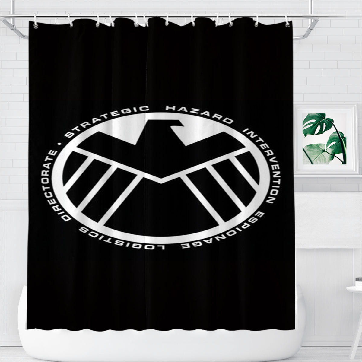 Retro Marvel S.H.I.E.L.D Logo Bathroom Shower Curtain Fabric Waterproof | 66 X 72 Inch