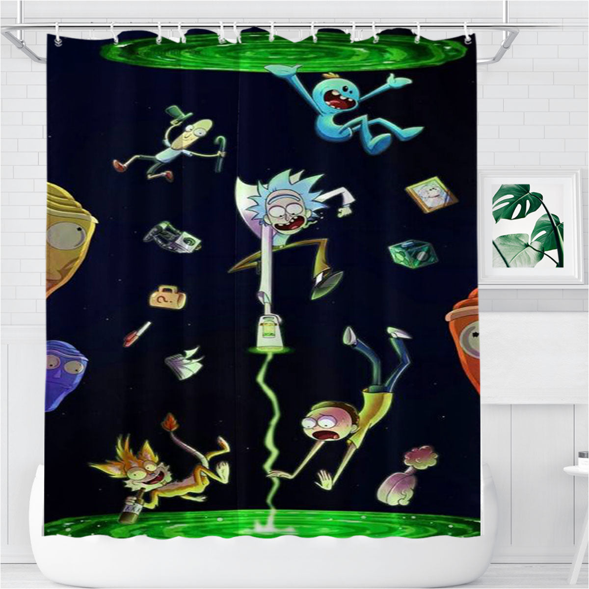 Rick And Morty Fan Art Bathroom Shower Curtain Fabric Waterproof | 66 X 72 Inch