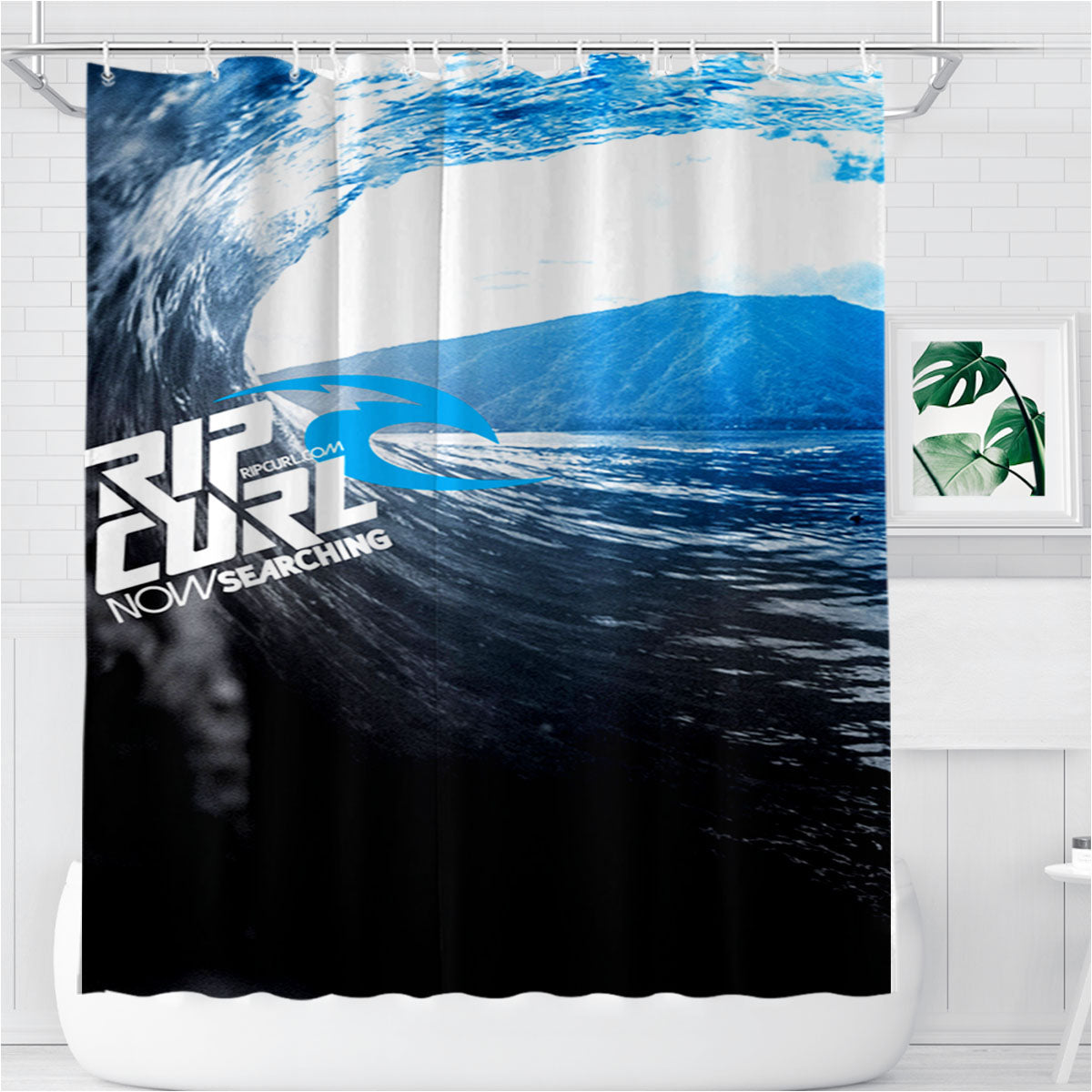 Rip Curl Sea Bathroom Shower Curtain Fabric Waterproof | 66 X 72 Inch