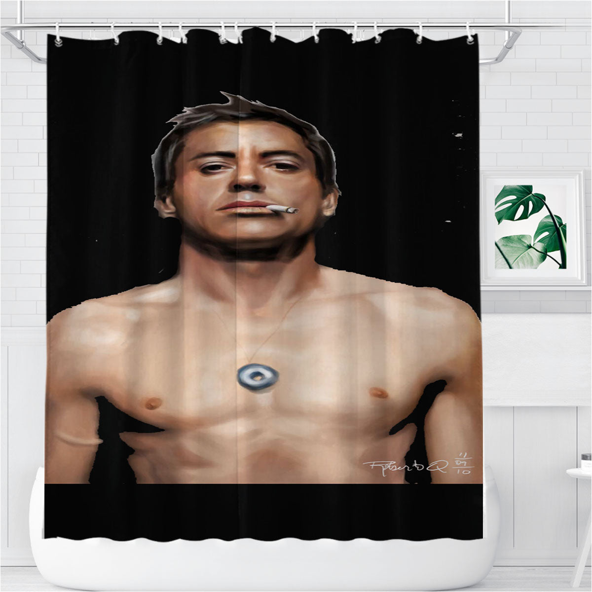 Robert Downey Jr Bathroom Shower Curtain Fabric Waterproof | 66 X 72 Inch