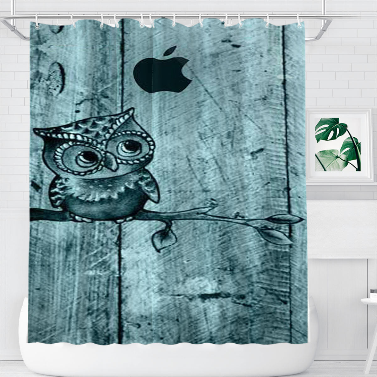 Romantic Owl Bathroom Shower Curtain Fabric Waterproof | 66 X 72 Inch