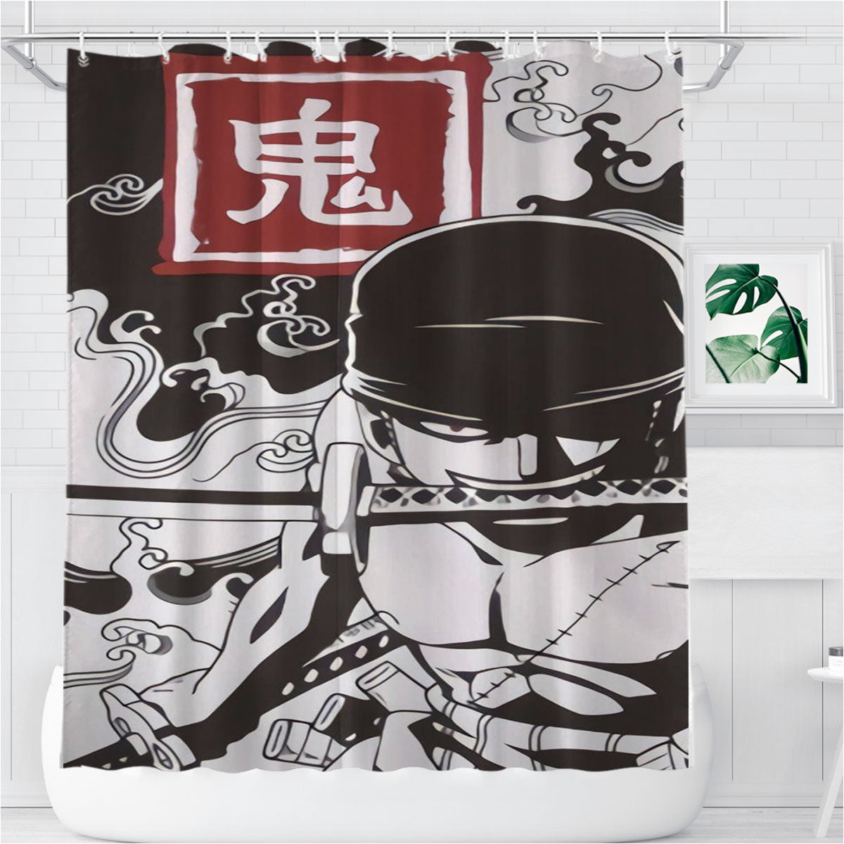 Roronoa Zoro Bathroom Shower Curtain Fabric Waterproof | 66 X 72 Inch