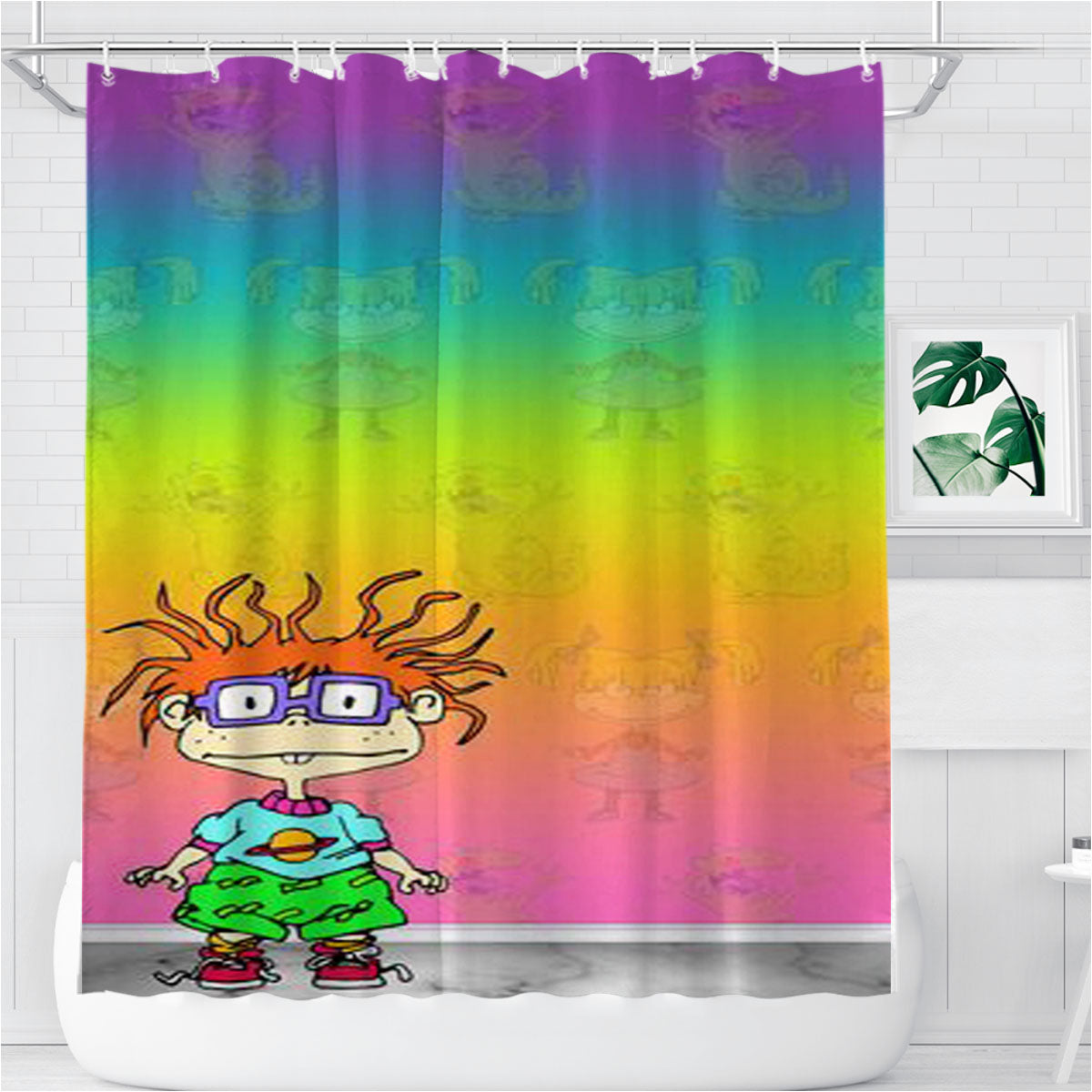 Rugrats Cartoon Chuckie Finster Bathroom Shower Curtain Fabric Waterproof | 66 X 72 Inch