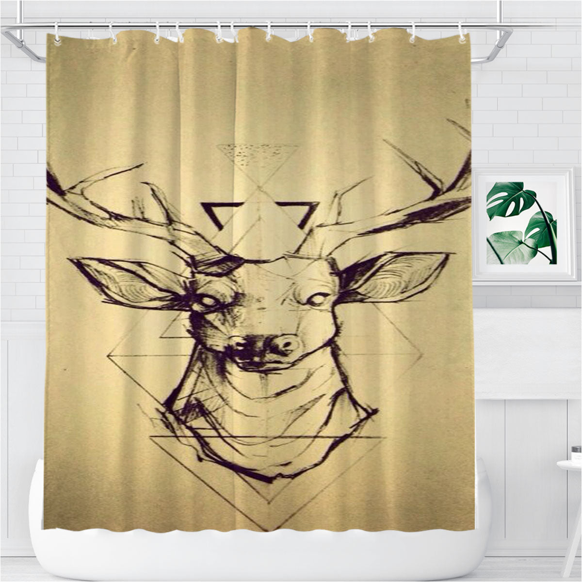 Rusa 5 Bathroom Shower Curtain Fabric Waterproof | 66 X 72 Inch