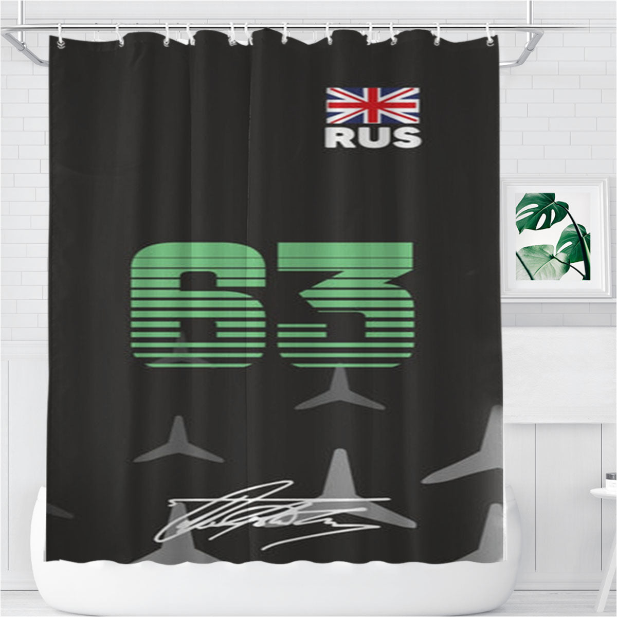 Russell - F1 Bathroom Shower Curtain Fabric Waterproof | 66 X 72 Inch