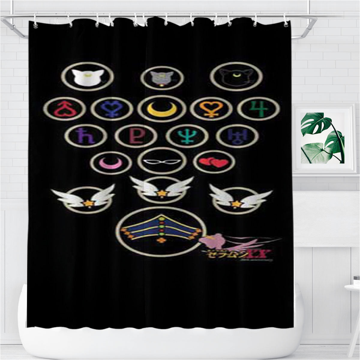 Sailor Moon Circles Bathroom Shower Curtain Fabric Waterproof | 66 X 72 Inch