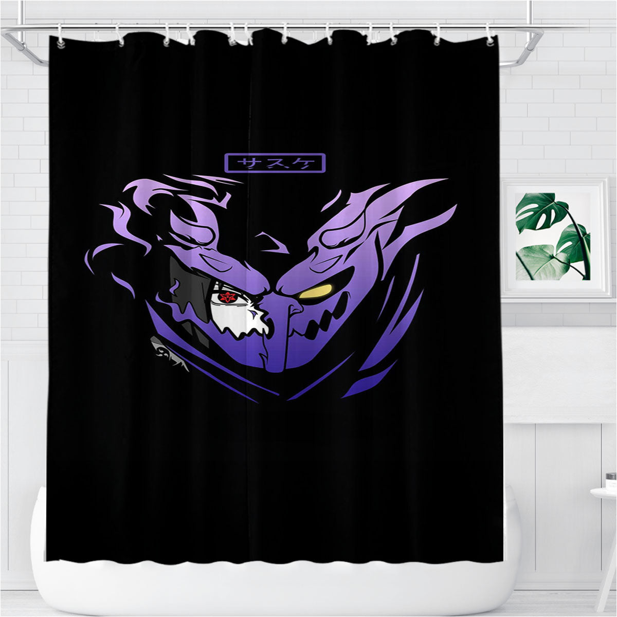 Sasuke Eternal Mangekyou Sharingan Susanoo Anime Bathroom Shower Curtain Fabric Waterproof | 66 X 72 Inch