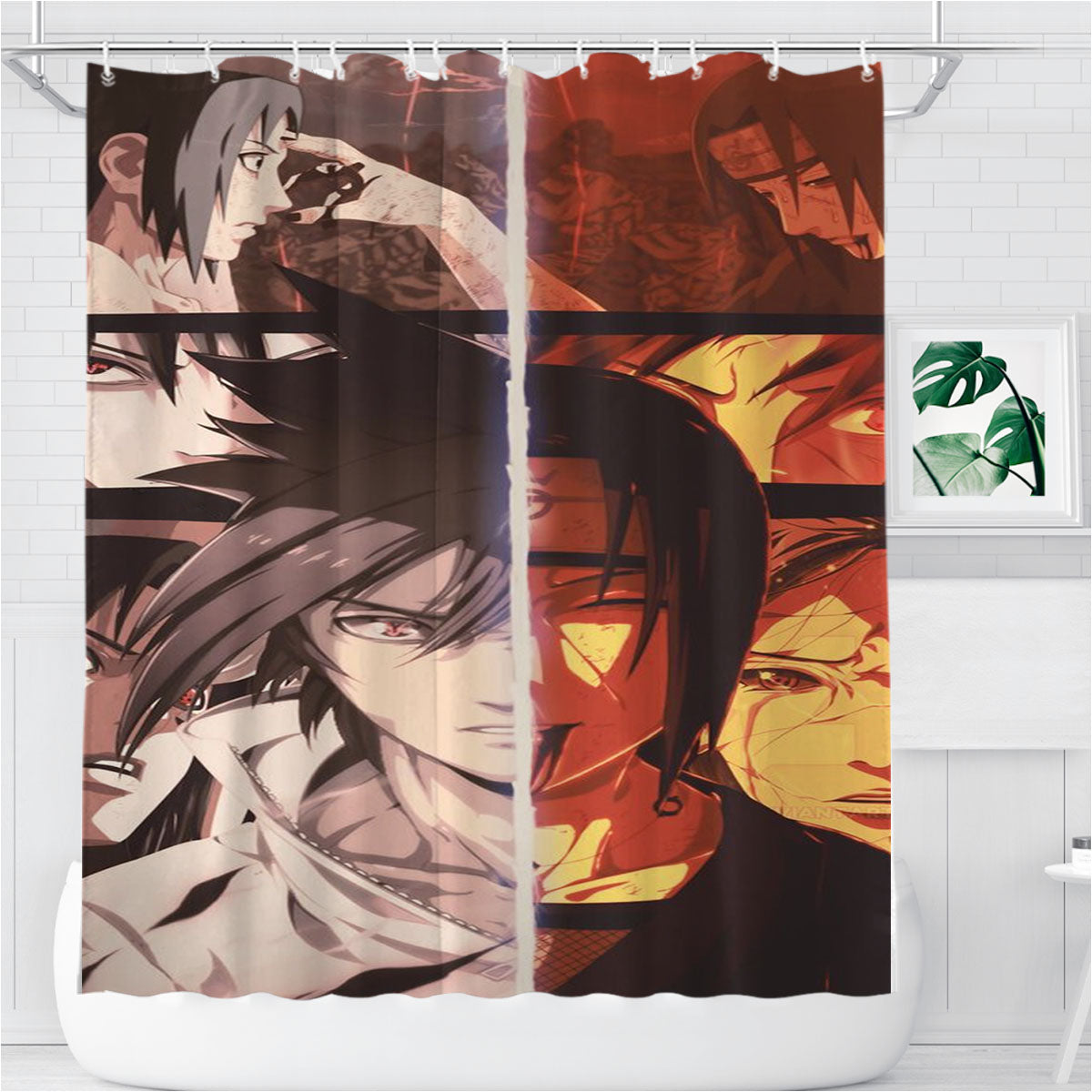Sasuke Vs Itachi Bathroom Shower Curtain Fabric Waterproof | 66 X 72 Inch