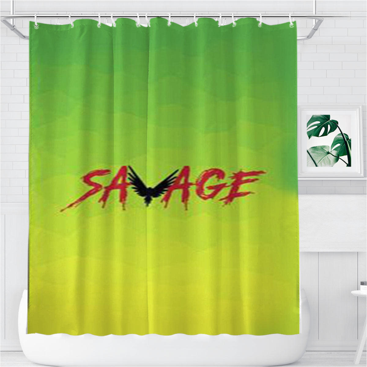 Savage Colour Bathroom Shower Curtain Fabric Waterproof | 66 X 72 Inch