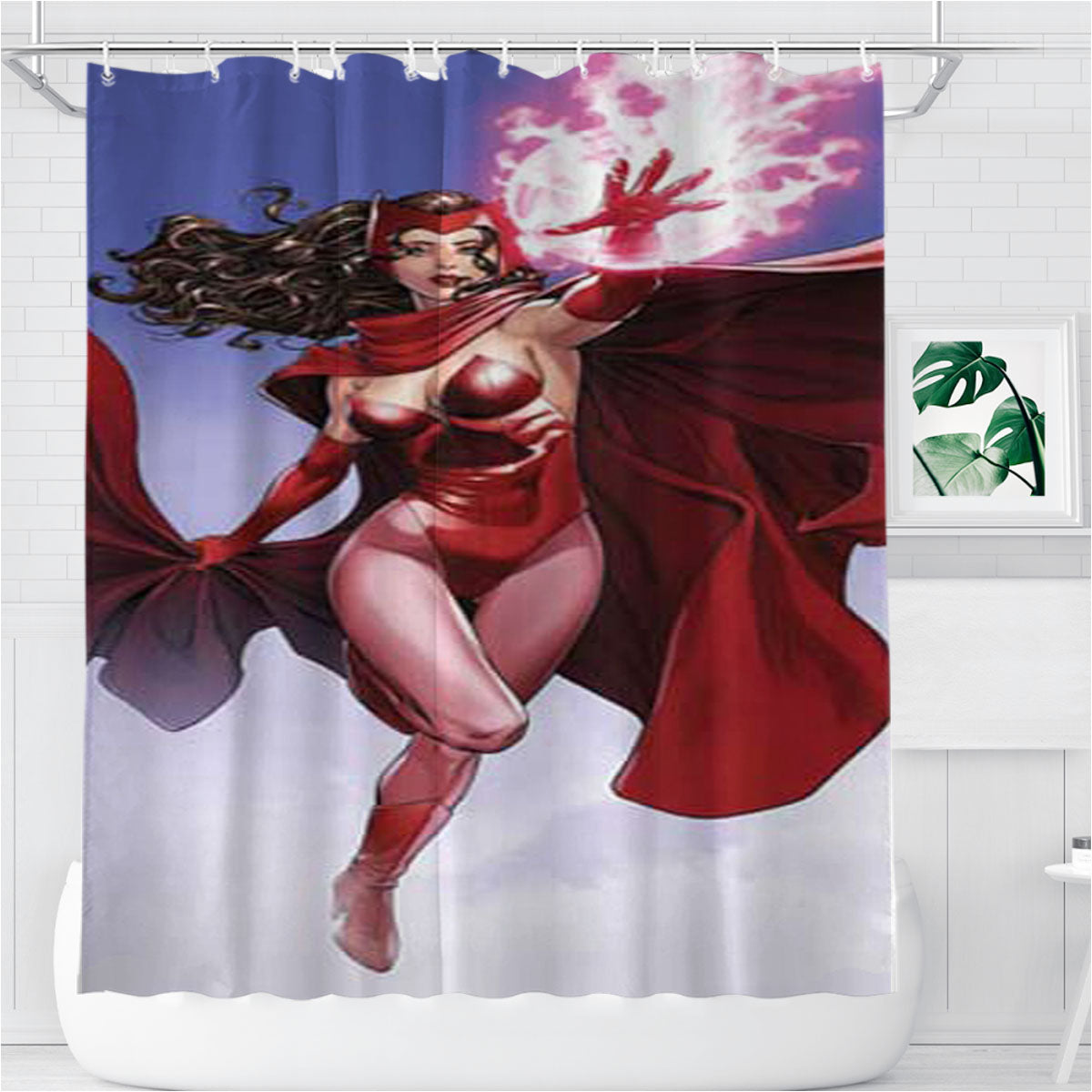Scarlet Witch Blasting Bathroom Shower Curtain Fabric Waterproof | 66 X 72 Inch