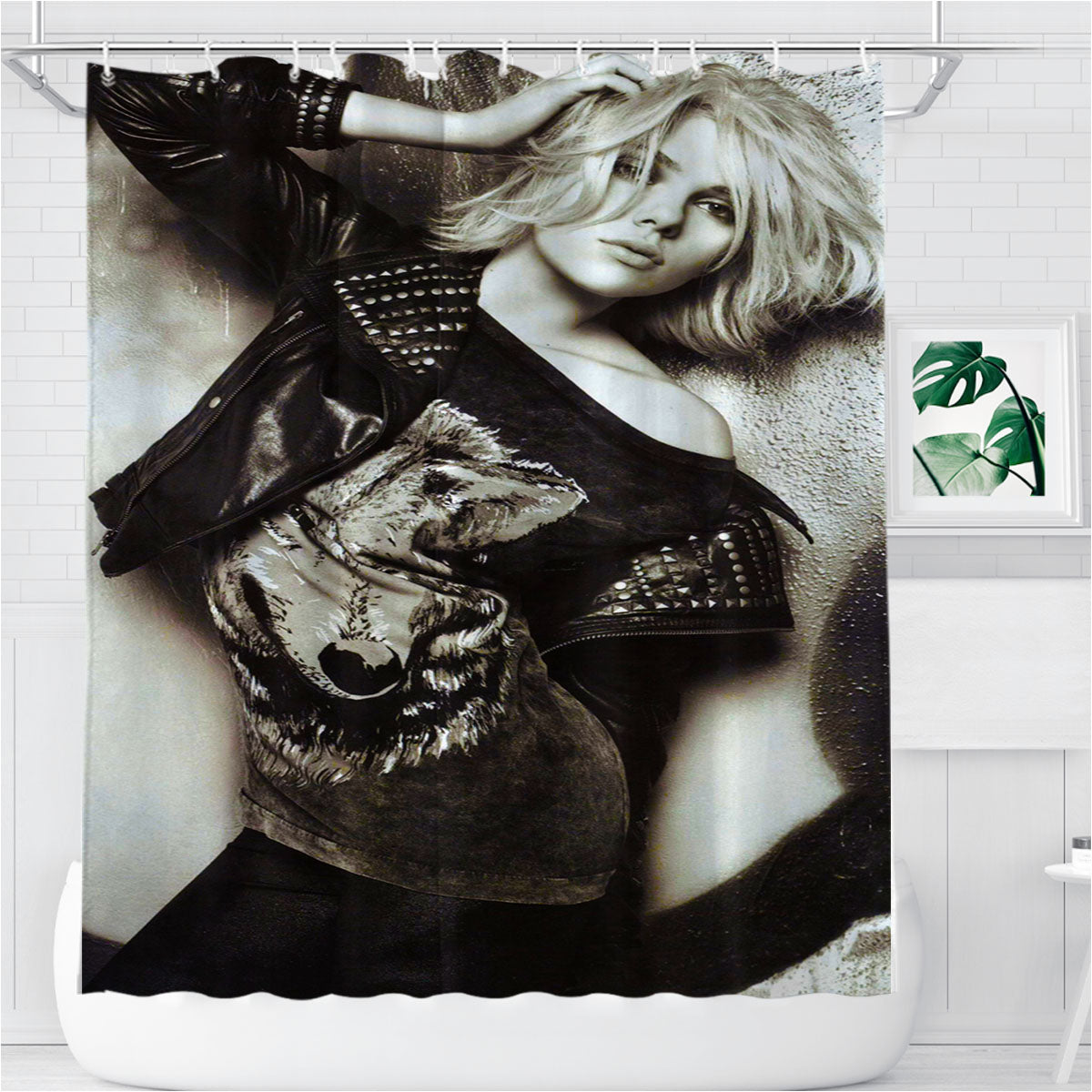 Scarlett Johansson Black White Bathroom Shower Curtain Fabric Waterproof | 66 X 72 Inch