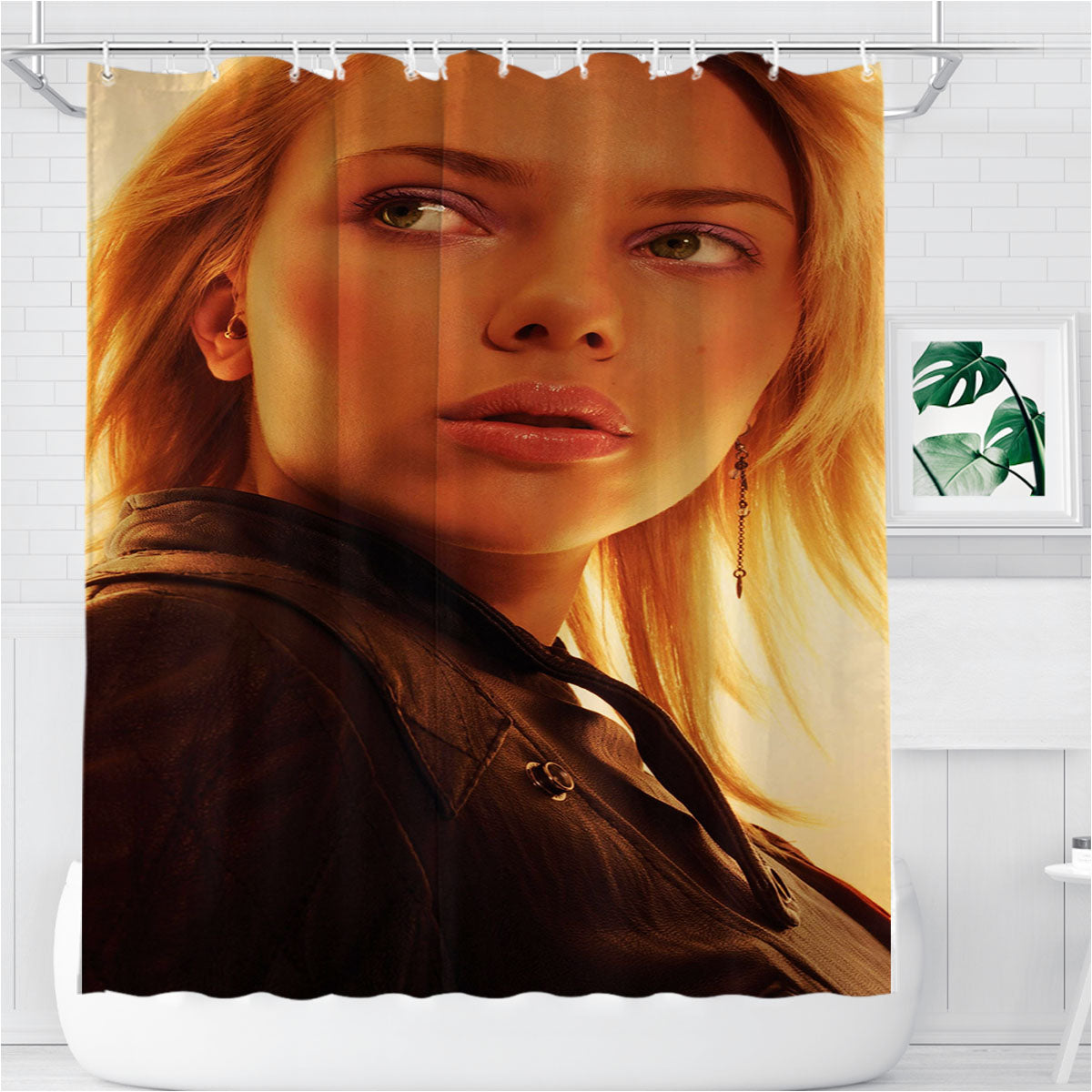 Scarlett Johansson Sepia Bathroom Shower Curtain Fabric Waterproof | 66 X 72 Inch