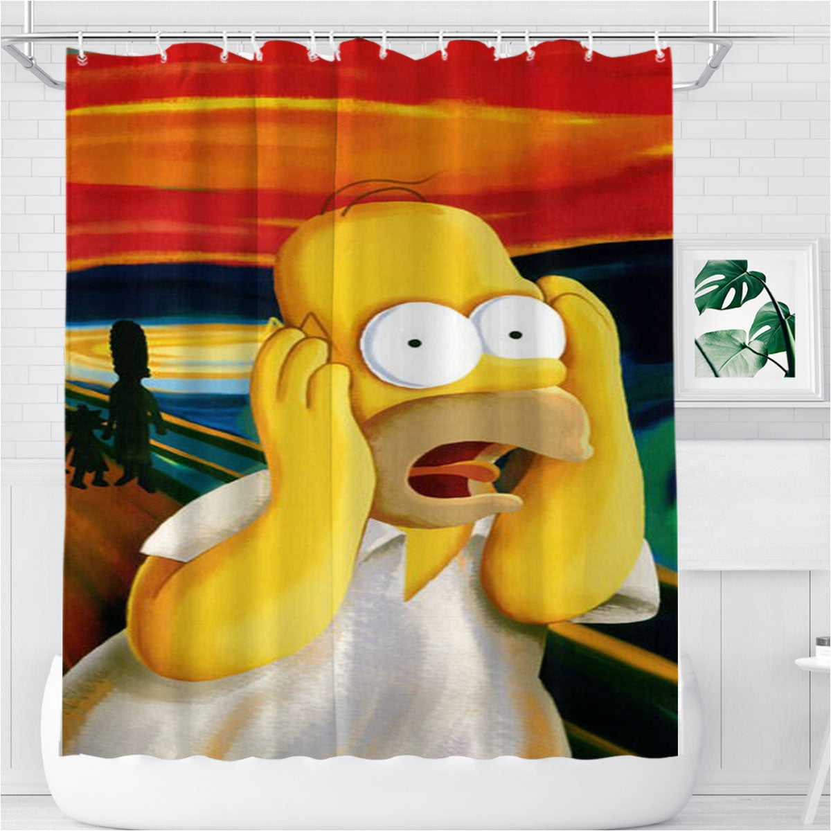 Scary Painting Scream Homer J Simpsons Bathroom Shower Curtain Fabric Waterproof | 66 X 72 Inch