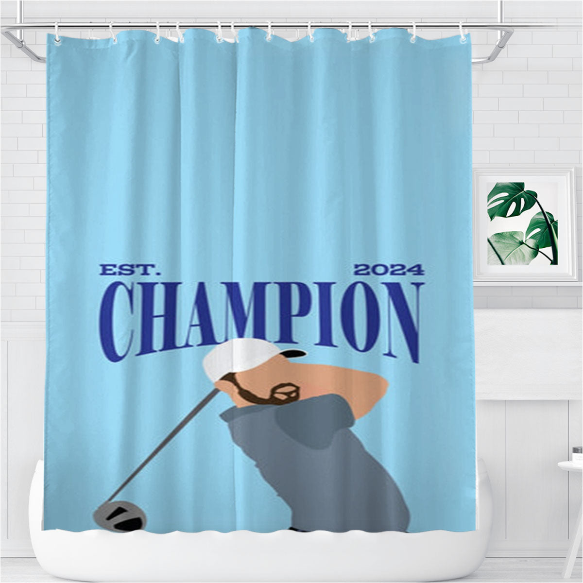 Schauffele Champion 2024 Bathroom Shower Curtain Fabric Waterproof | 66 X 72 Inch
