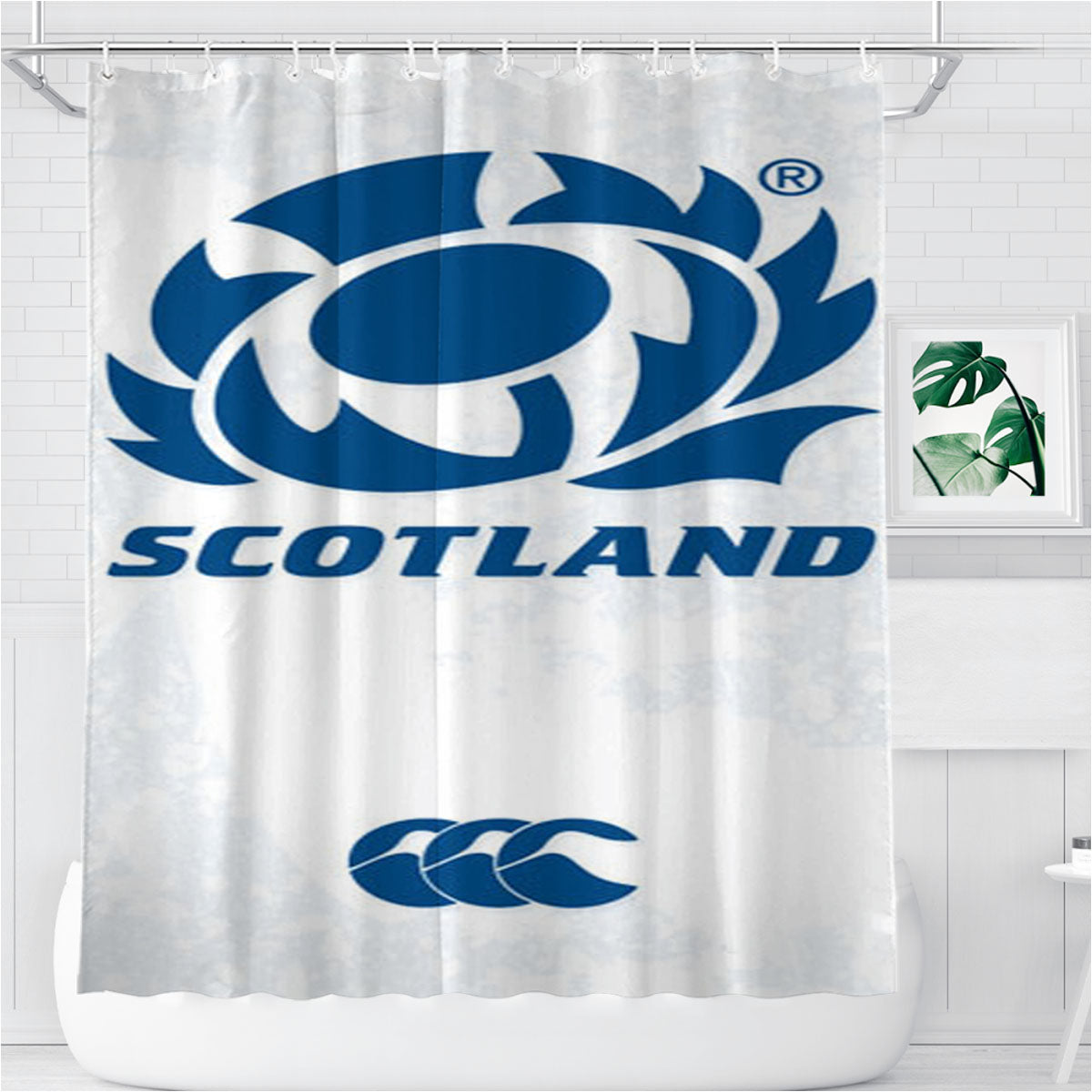 Scotland Rugby Logo Bathroom Shower Curtain Fabric Waterproof | 66 X 72 Inch