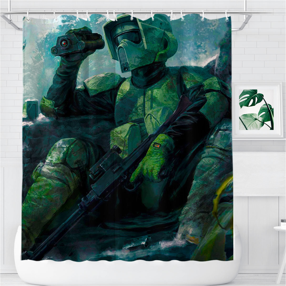 Scout Trooper Star Wars Bathroom Shower Curtain Fabric Waterproof | 66 X 72 Inch