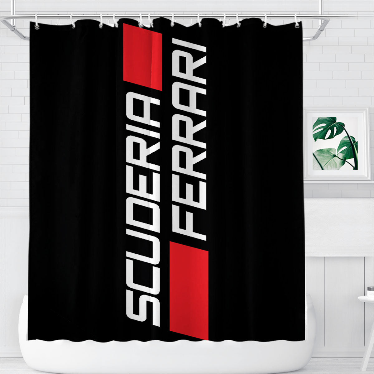 Scuderia Ferrari Bathroom Shower Curtain Fabric Waterproof | 66 X 72 Inch