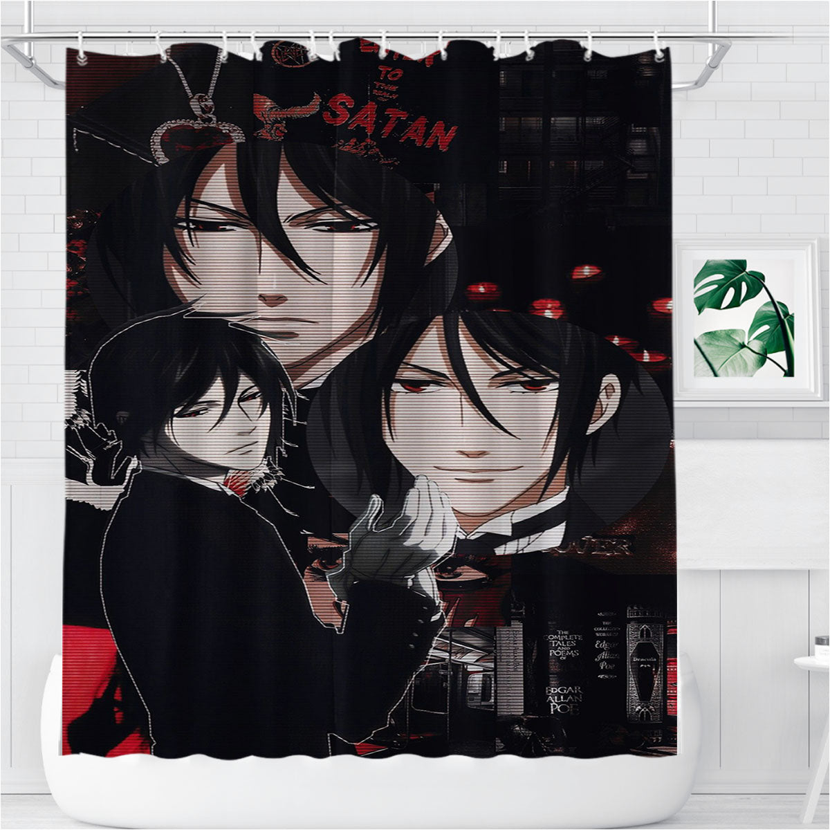 Sebastian Michaelis Kuroshitsuji Anime Bathroom Shower Curtain Fabric Waterproof | 66 X 72 Inch